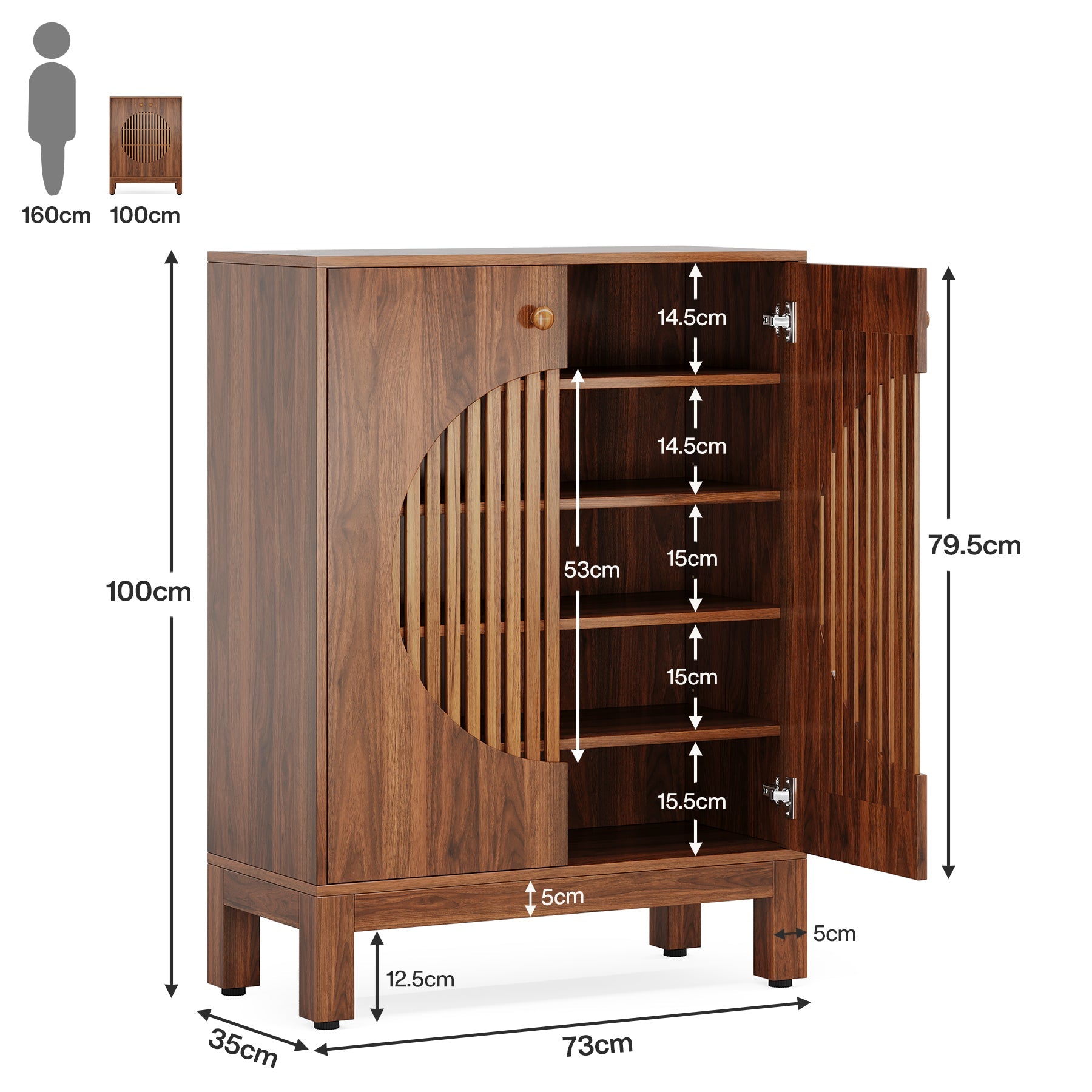 Tribesigns Crédence, Meuble de cuisine de style campagnard à 5 niveaux avec étagères amovibles