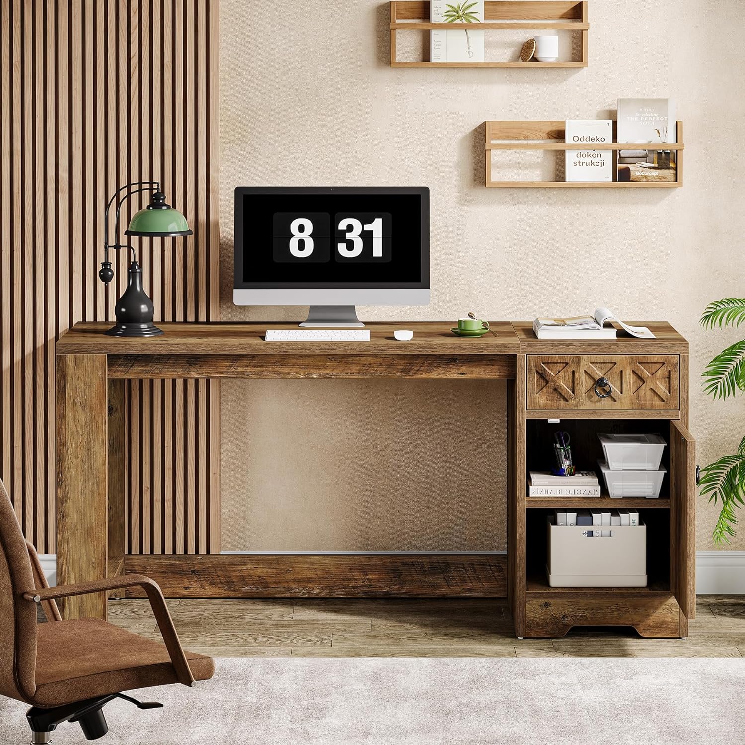 150cm Homeoffice-Tisch mit Stauraum - Landhausdesign in Braun