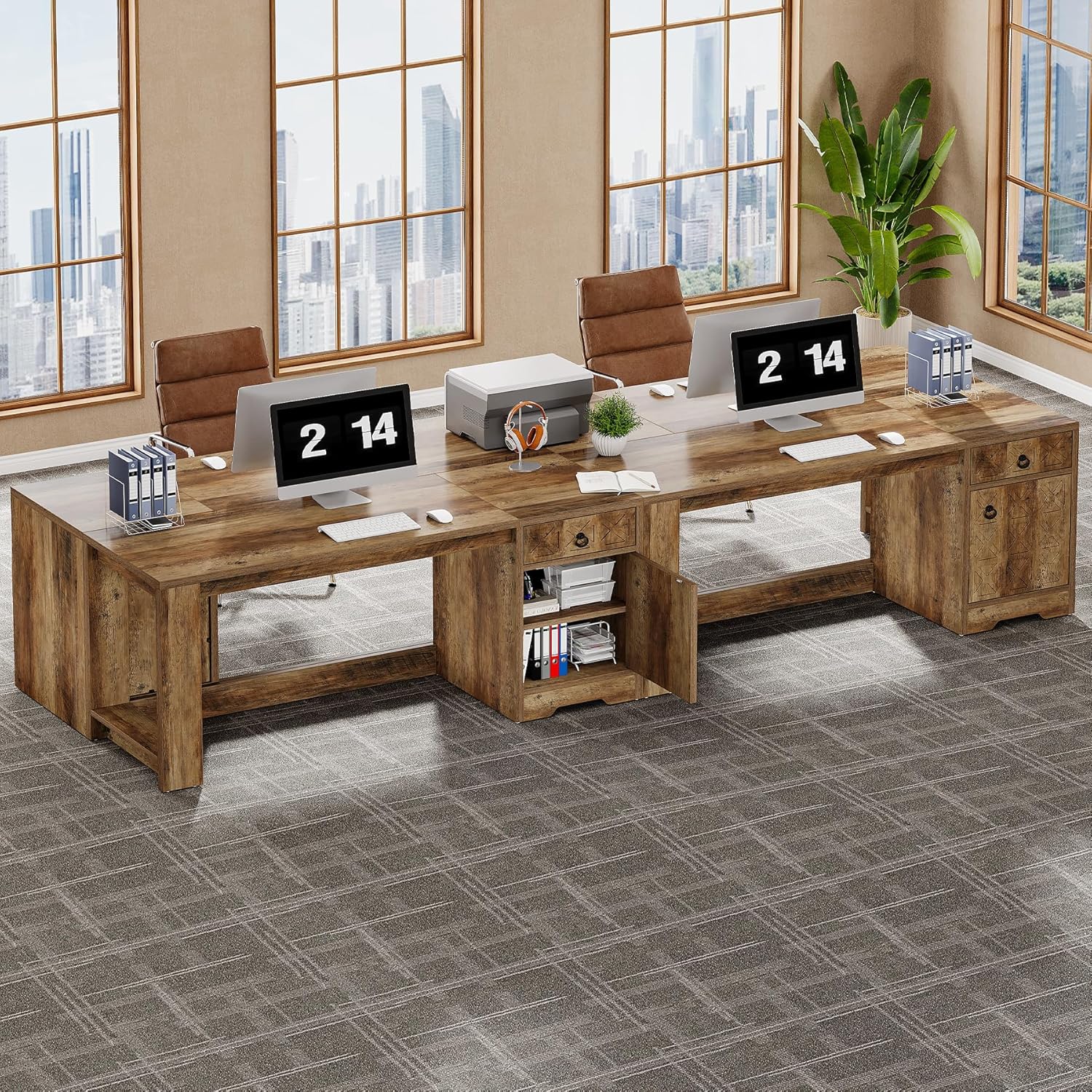 150cm Homeoffice-Tisch mit Stauraum - Landhausdesign in Braun