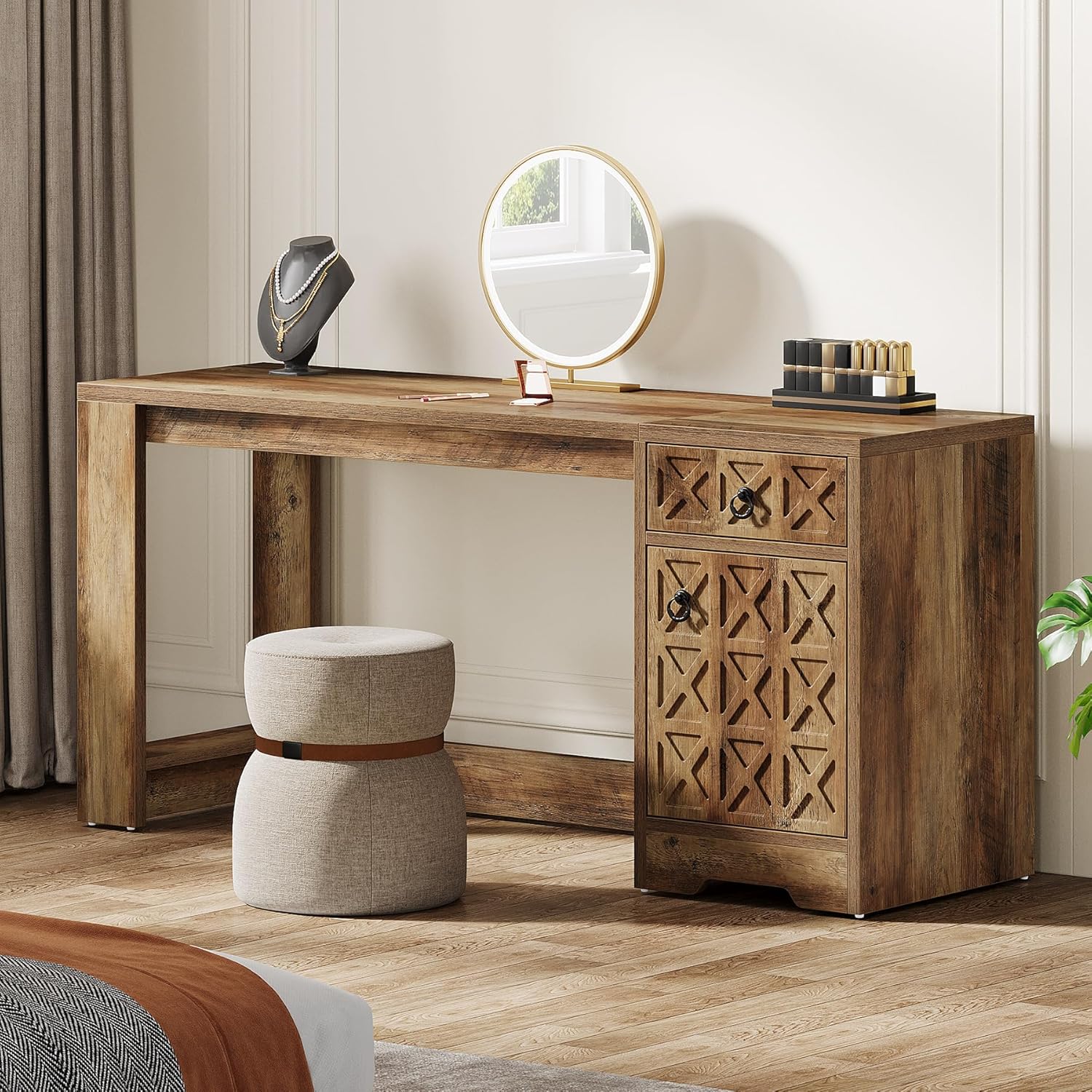 150cm Homeoffice-Tisch mit Stauraum - Landhausdesign in Braun