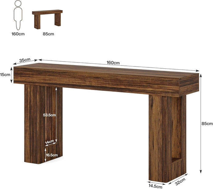 Tribesigns Console rectangulaire en bois de 160 cm de diamètre à placer derrière un canapé