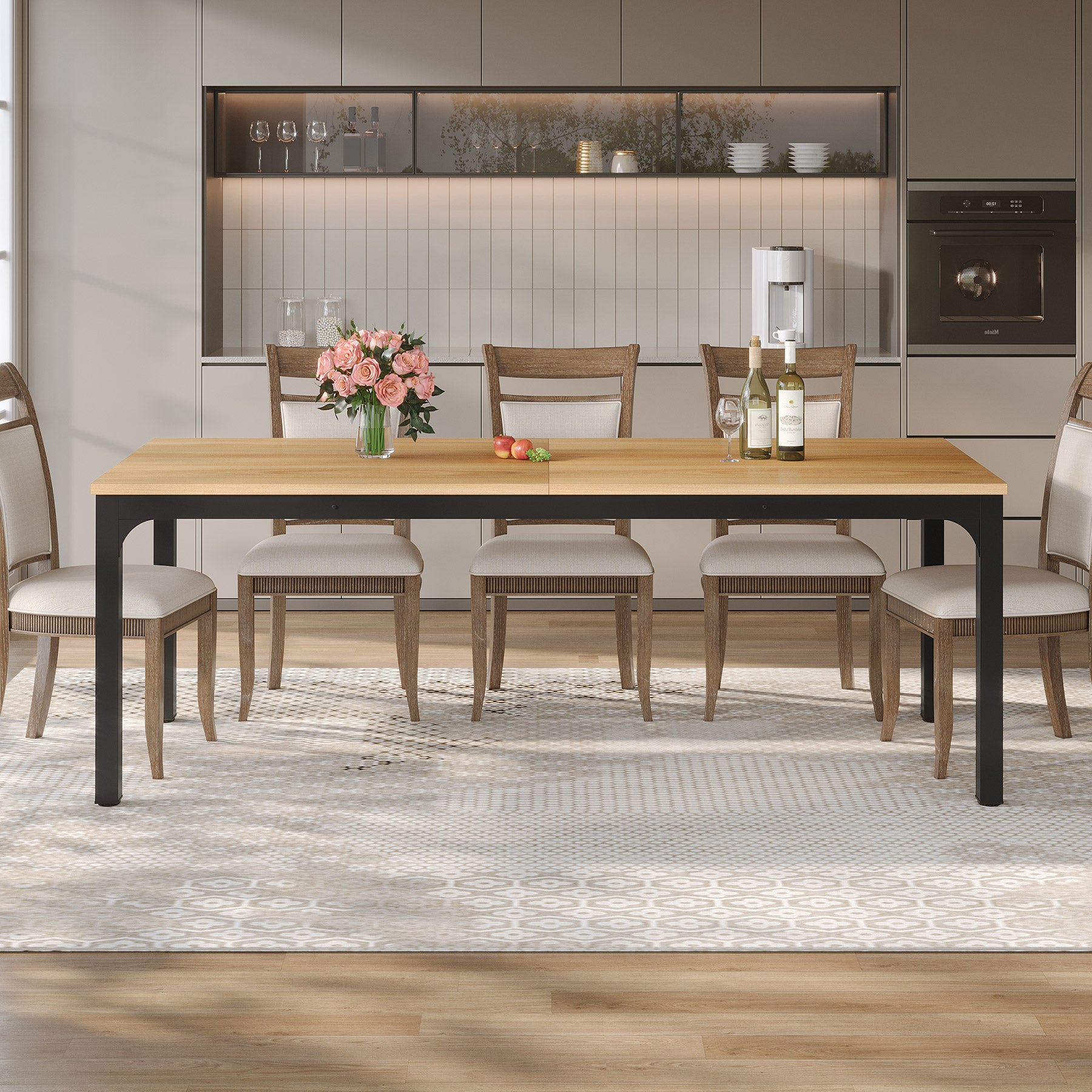 Tribesigns Table salle à manger vintage, Meuble salle à manger pour 6 à 8 personnes