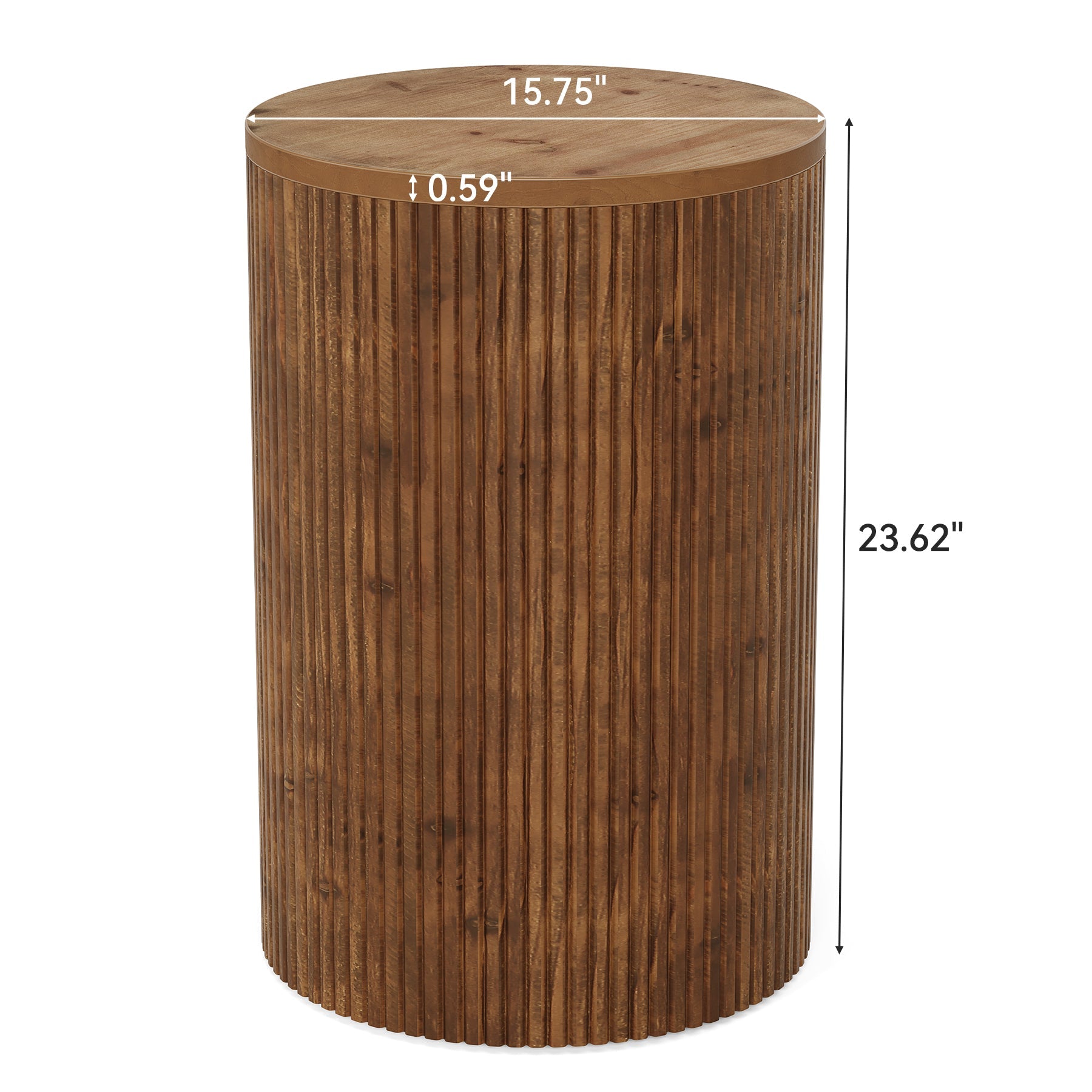 Table d'appoint ronde en bois massif avec rangement, Table d'appoint rainurée à monter soi-même, avec 4 roulettes