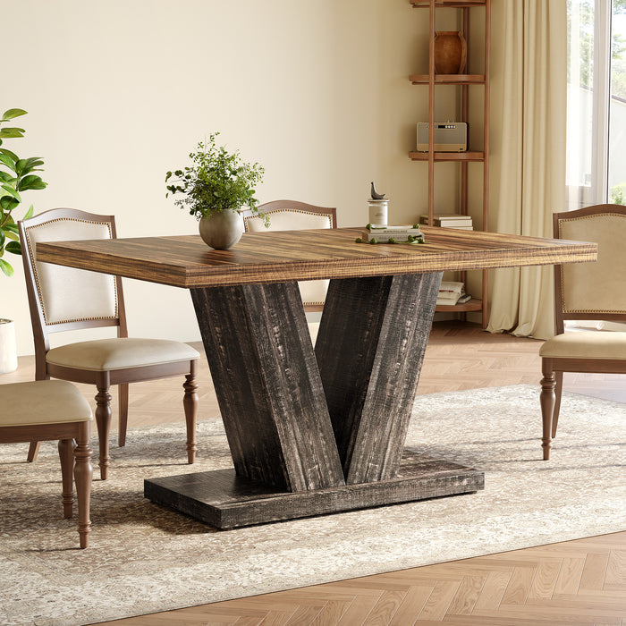 Tribesigns Table à manger rustique, Table de cuisine blanche en bois de ferme