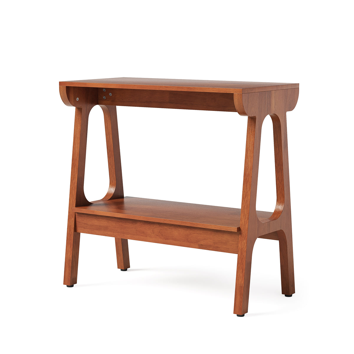 Table d'appoint en bois massif à 2 niveaux Table de chevet élancée en bois d'hévéa pour salon, chambre ou entrée