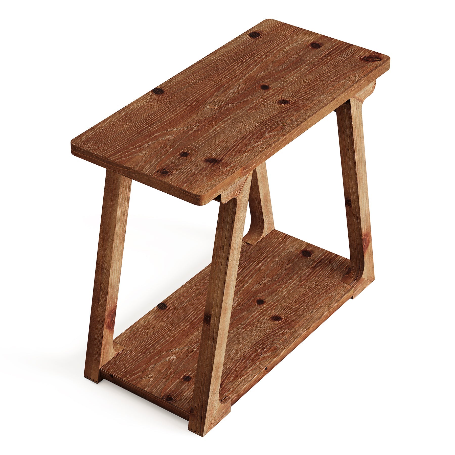 Tribesigns Table d'appoint en bois massif 2 niveaux, Table de chevet étroite de style champêtre