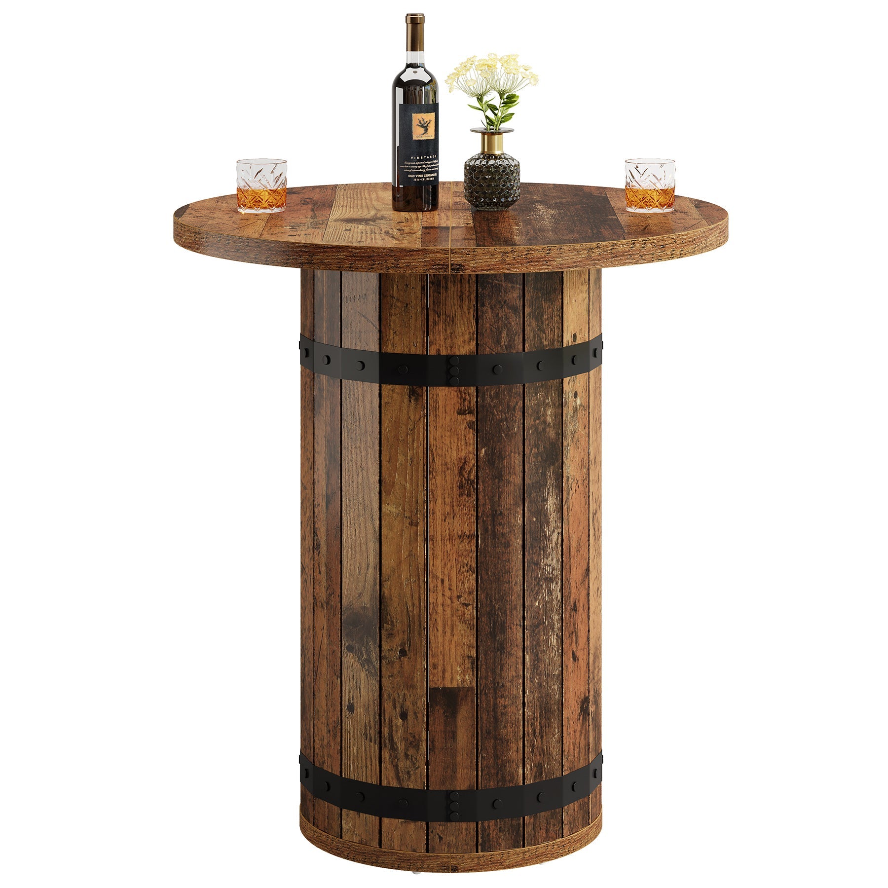 TribesignsTable de bar ronde de 100 cm, Table bistro pour cuisine et salon