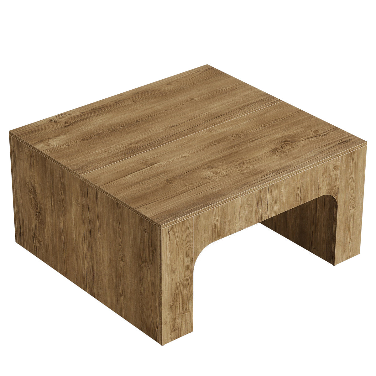 Tribesigns Table basse carrée de 100 cm, Grande table de salon style champêtre au design incurvé
