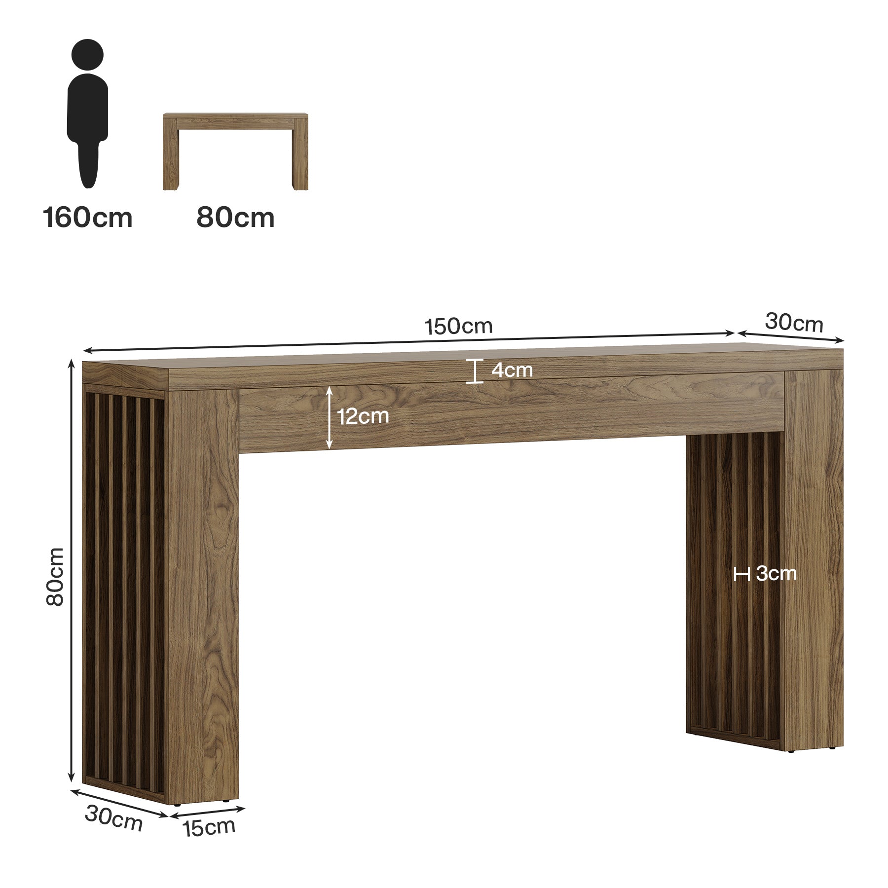 Tribesigns Table Console Longue de 150 cm à Placer derrière Le canapé avec Pieds à Lattes Verticales
