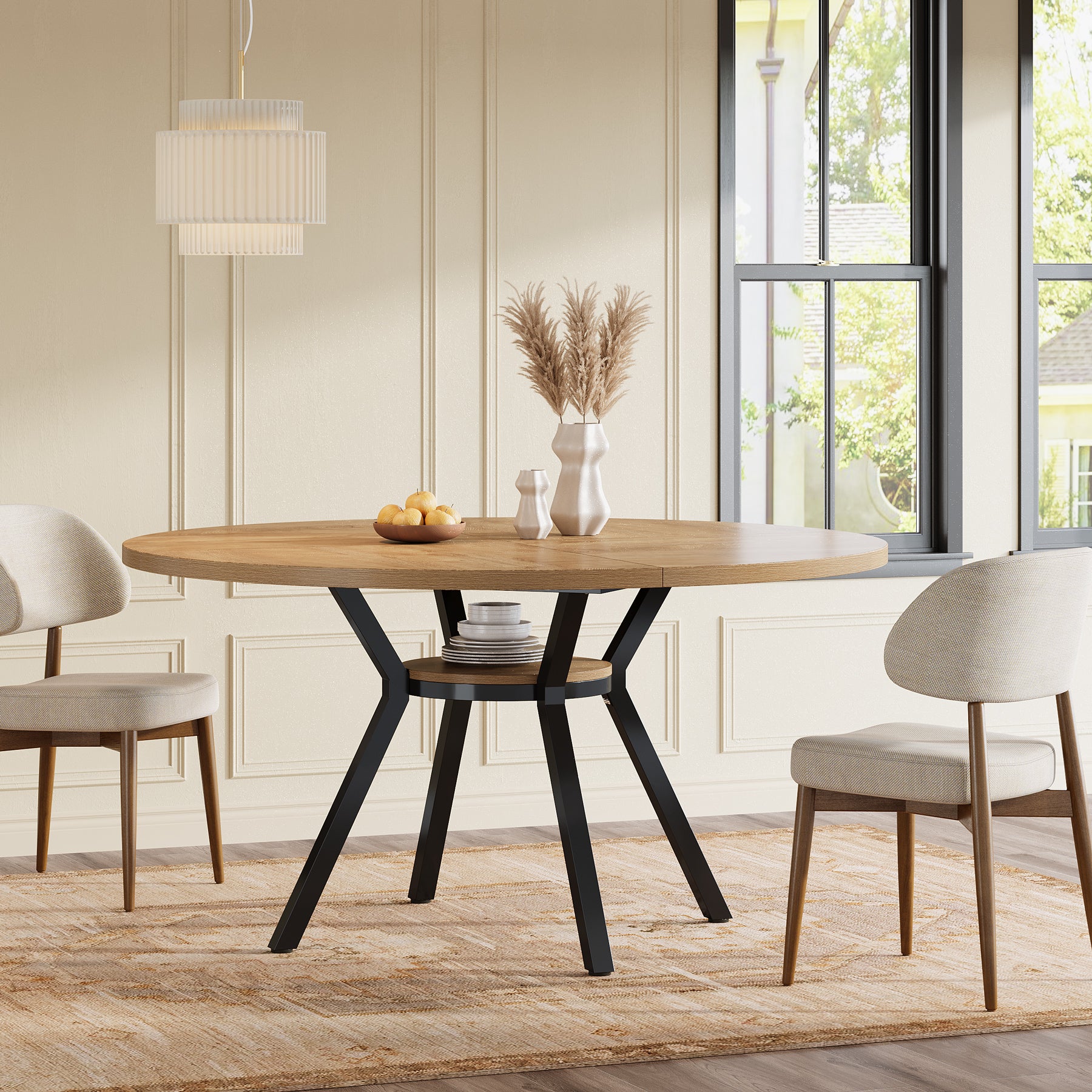 Tribesigns Table à manger ronde, Table de cuisine moderne de 120 cm pour 4 personnes