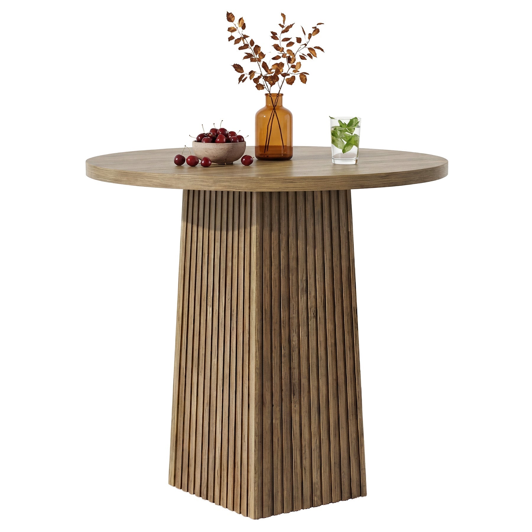 Tribesigns Table de bar ronde, Table de bar en bois pour cuisine (table seule)