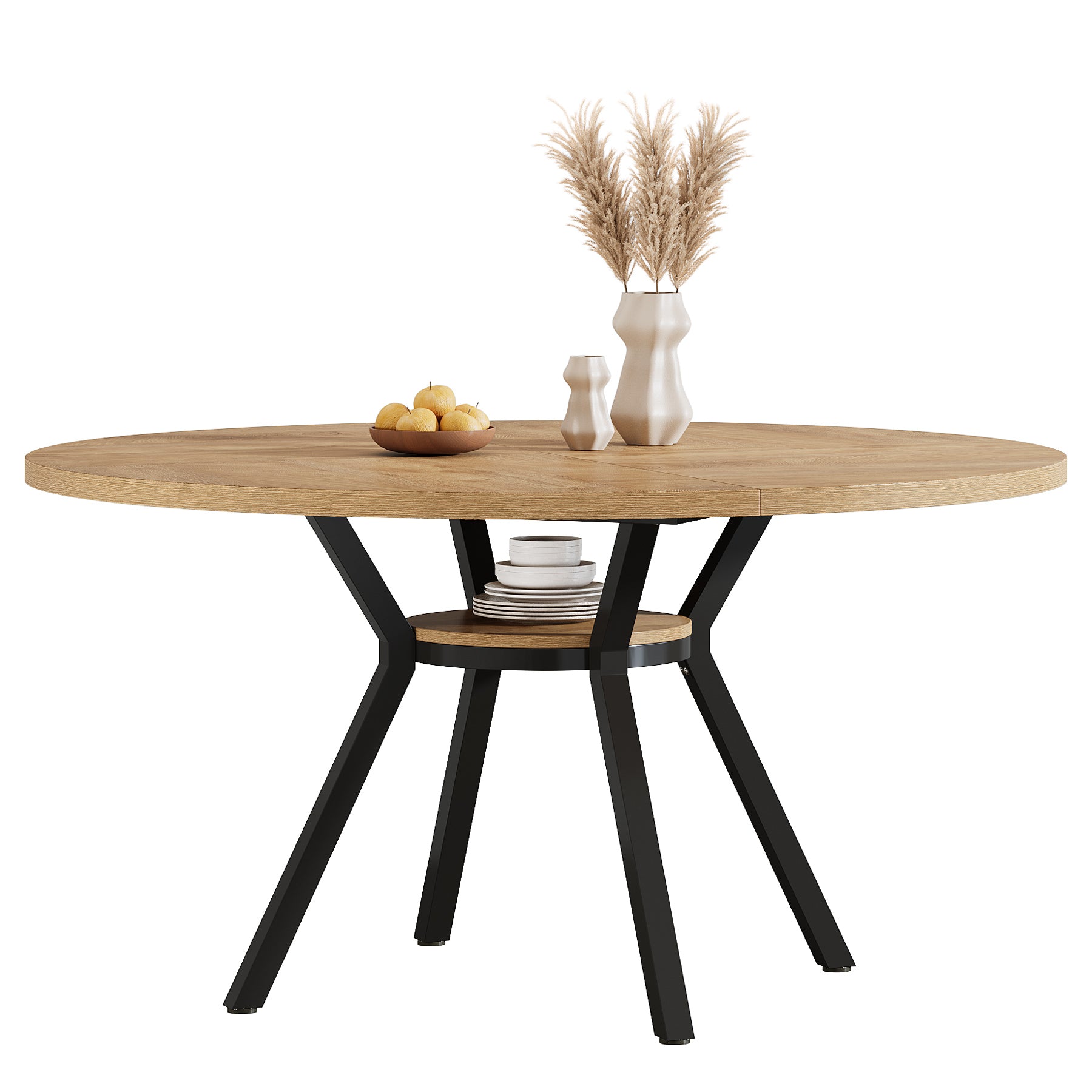 Tribesigns Table à manger ronde, Table de cuisine moderne de 120 cm pour 4 personnes