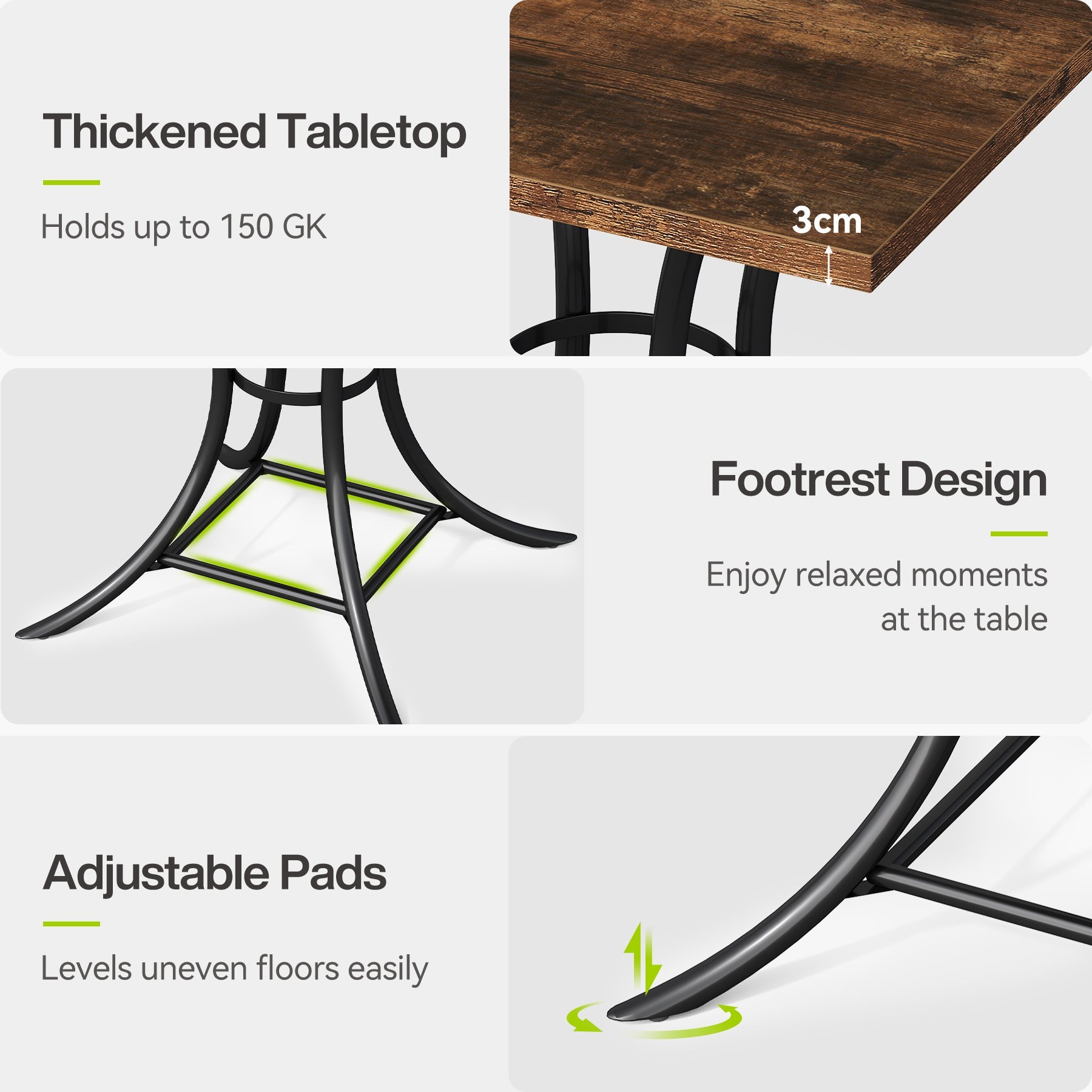 Tribesigns Petite table à manger pour 4 personnes, Table de cuisine carrée de style campagnard de 80 cm