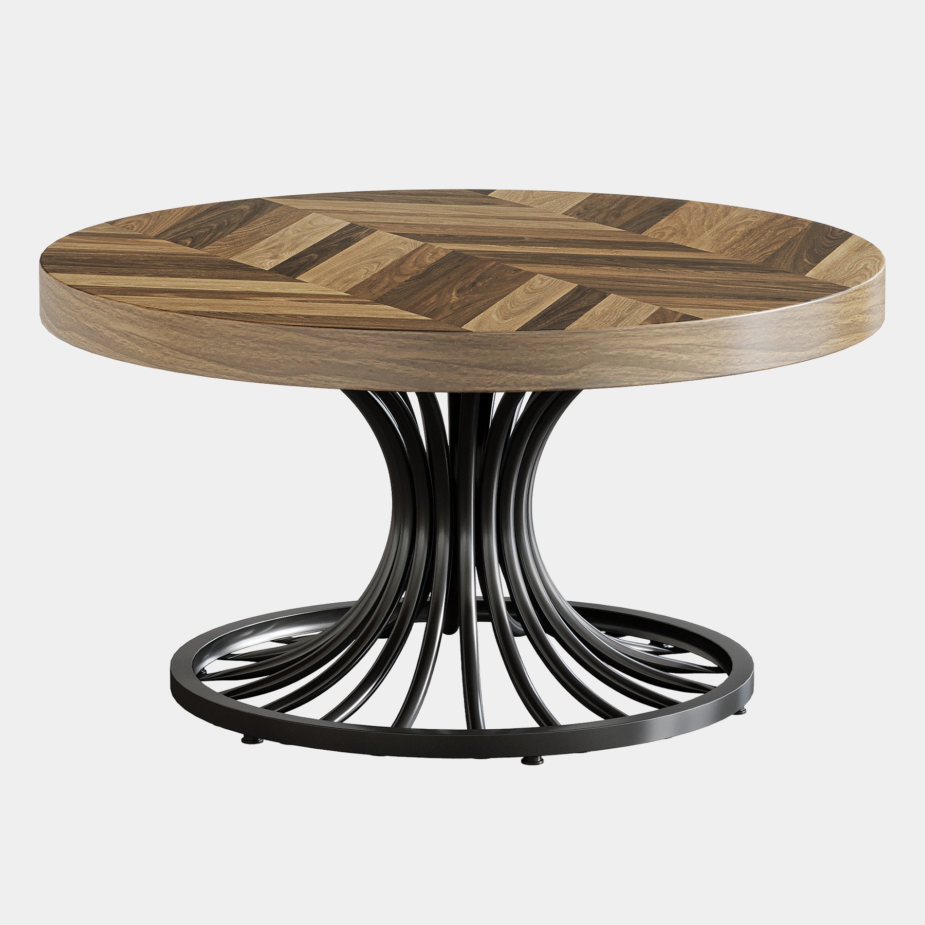 Tribesigns Table basse, Table centrale circulaire de ferme de 80 cm avec piédestal élégant