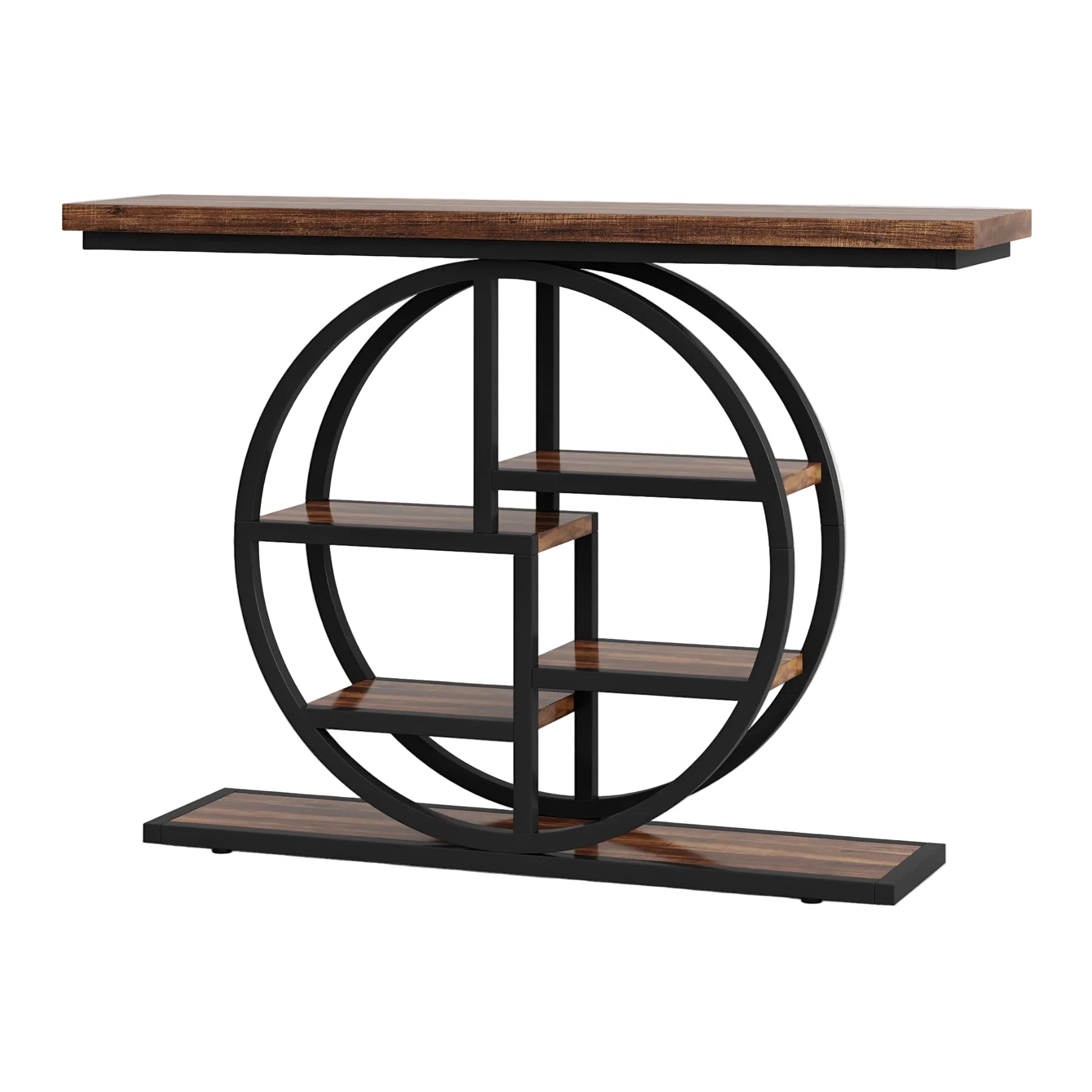 Tribesigns Table console de 100 cm, Table de canapé étroite à 6 niveaux avec étagères circulaires