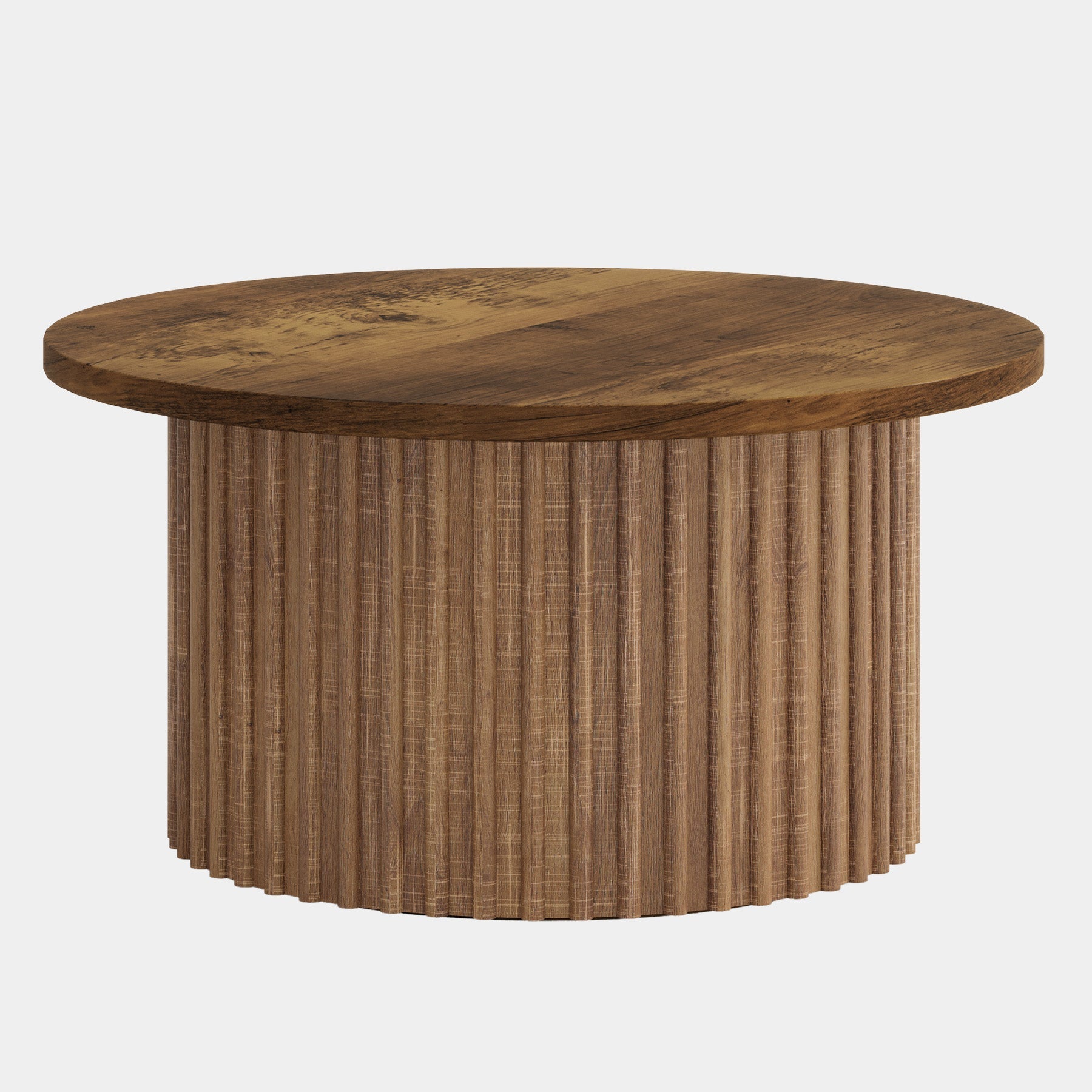 Tribesigns Table basse, Table centrale ronde de ferme avec base en métal