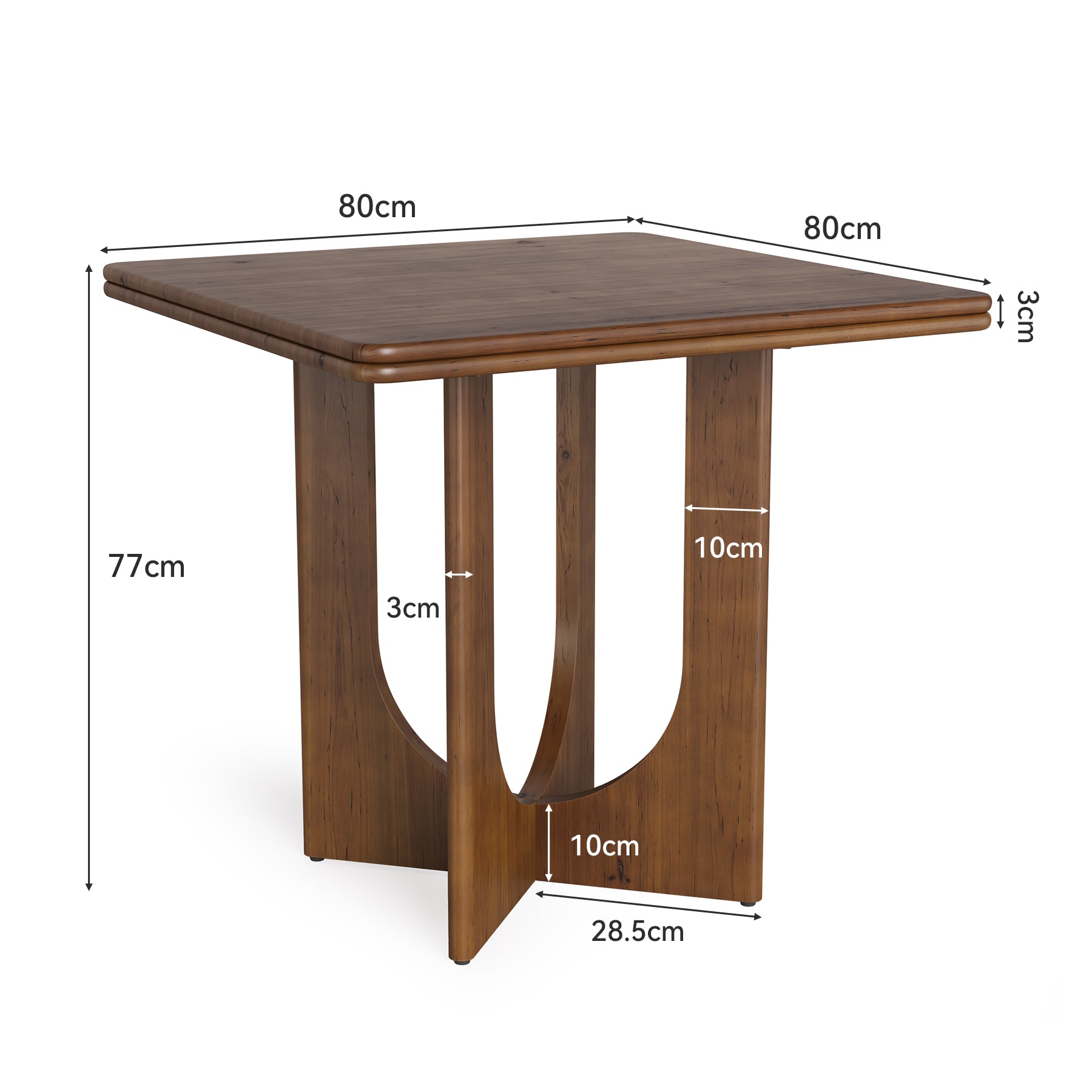 Tribesigns Table de salle à manger, Table de cuisine industrielle en bois massif carrée 80 cm