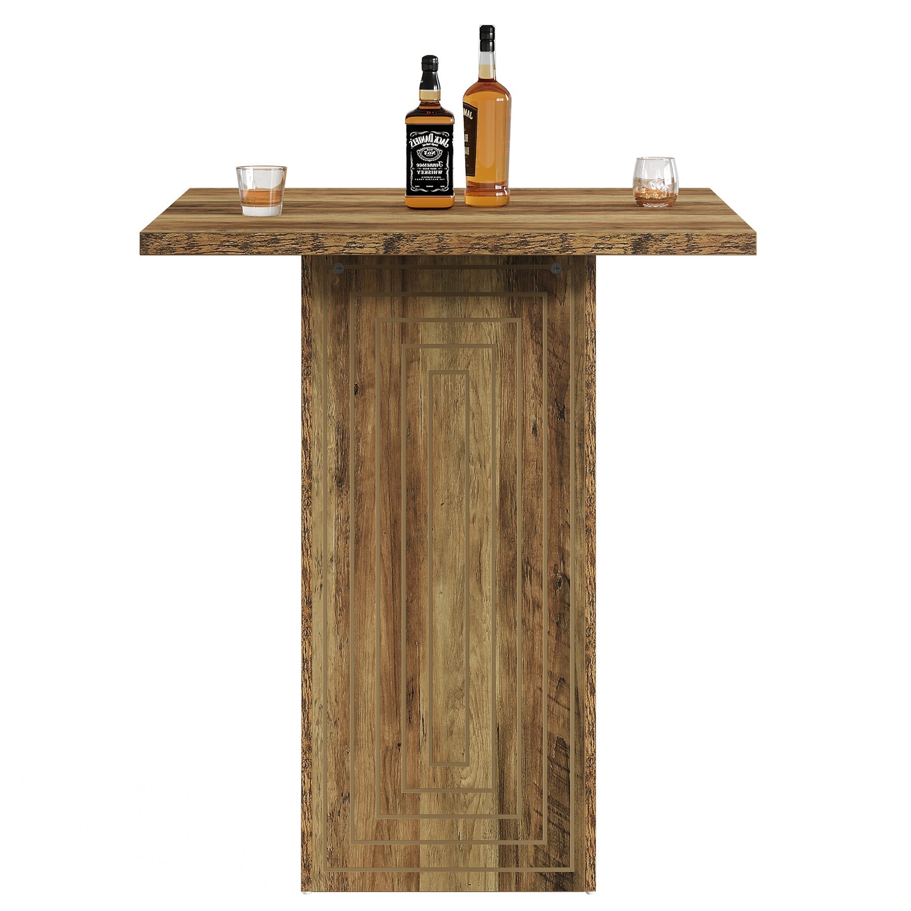 Tribesigns Table de bar carrée de style campagnard de 79 cm avec motif géométrique pour la cuisine et le salon