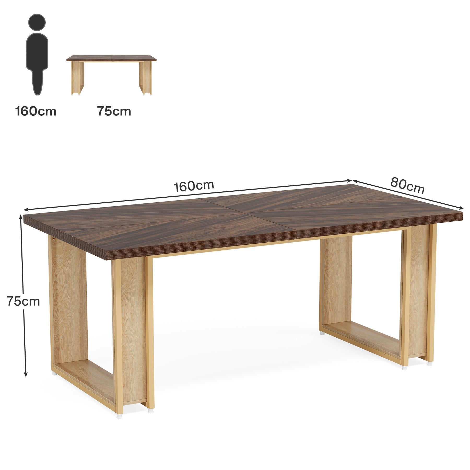 Tribesigns Table à manger de 160 cm pour 4 à 6 personnes, Table de cuisine en bois pour salle à manger