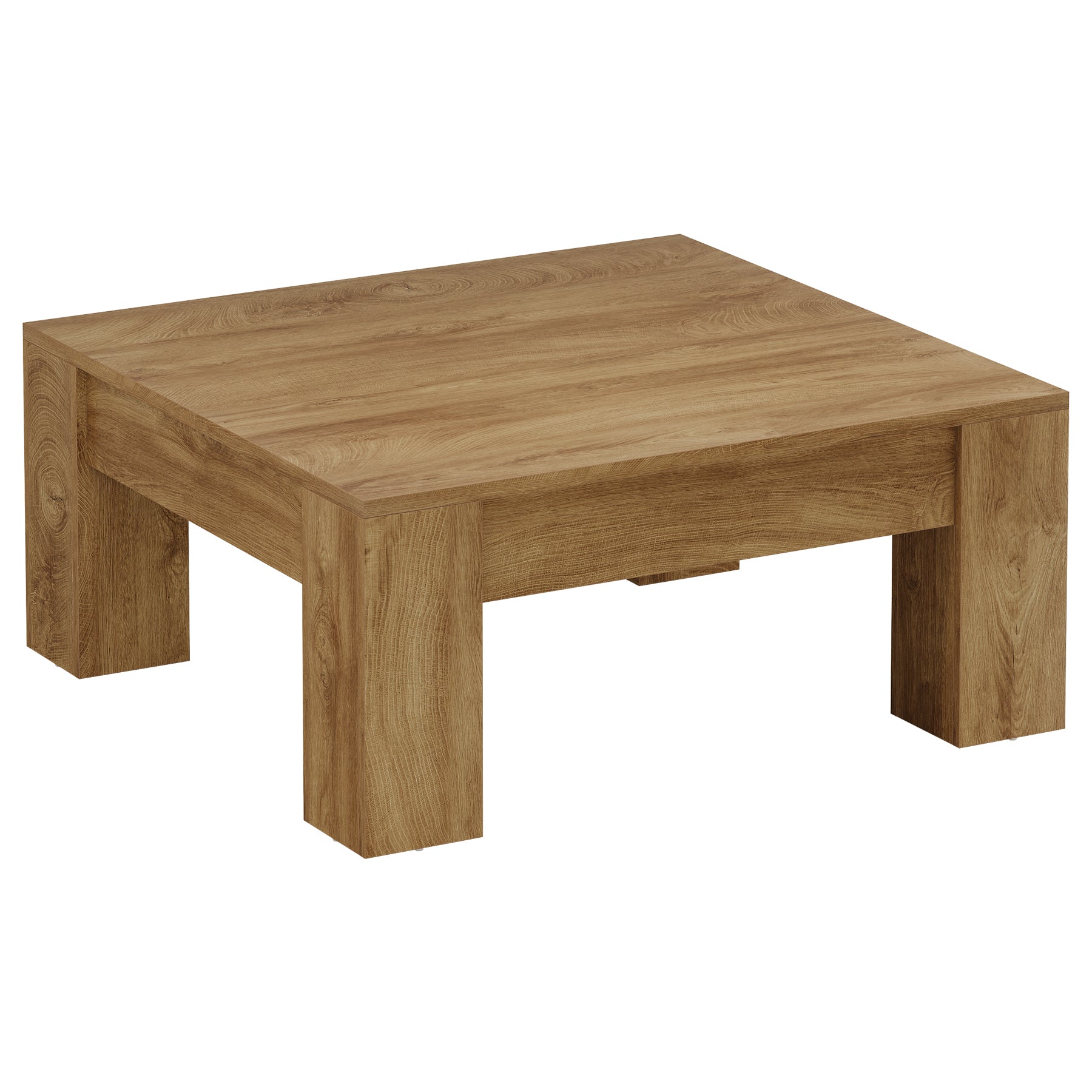 Tribesigns Table basse carrée de 100 cm, Table basse de style campagnard en bois avec pieds robustes