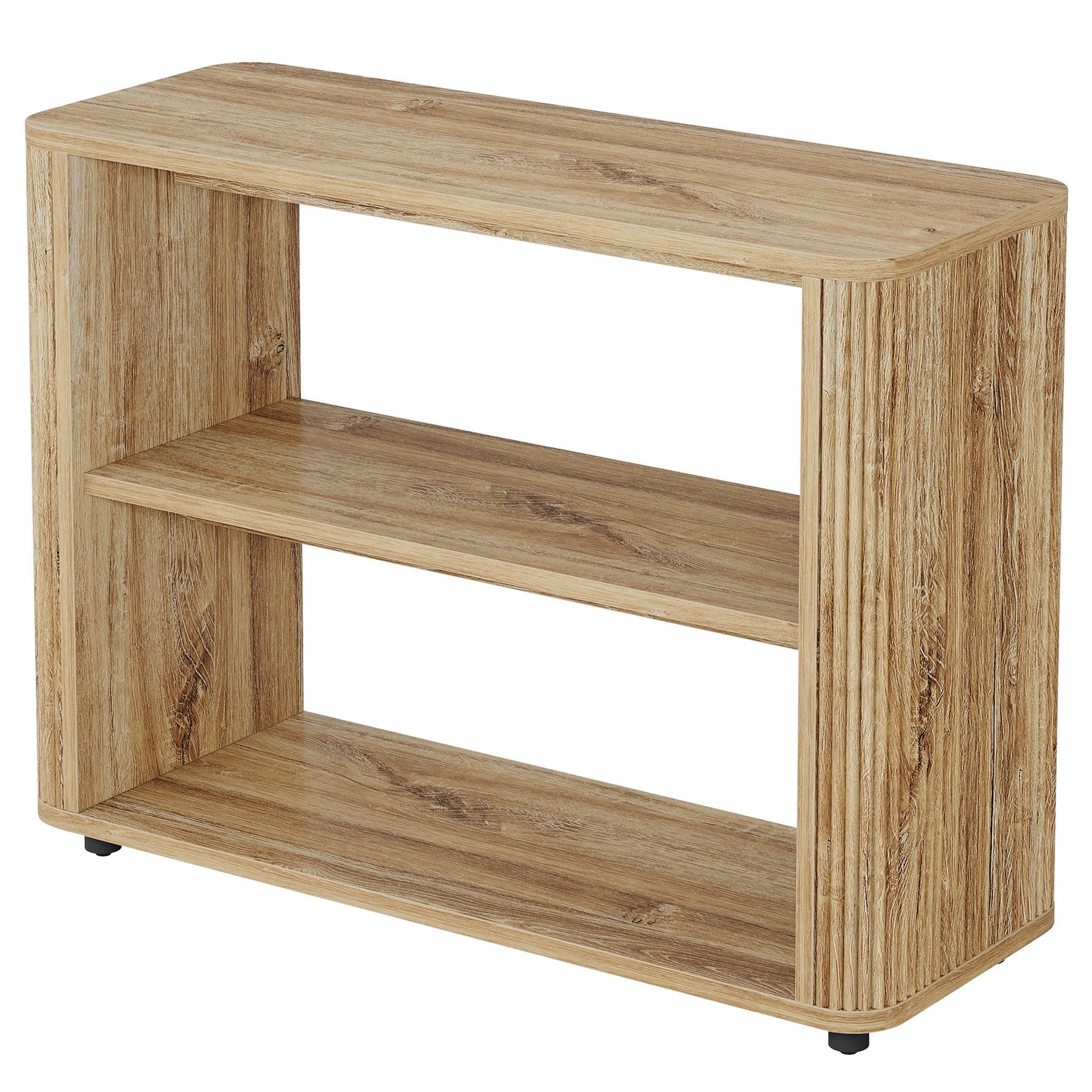 Table d'appoint étroite à 3 étagères, Table de chevet aspect bois pour petites chambres