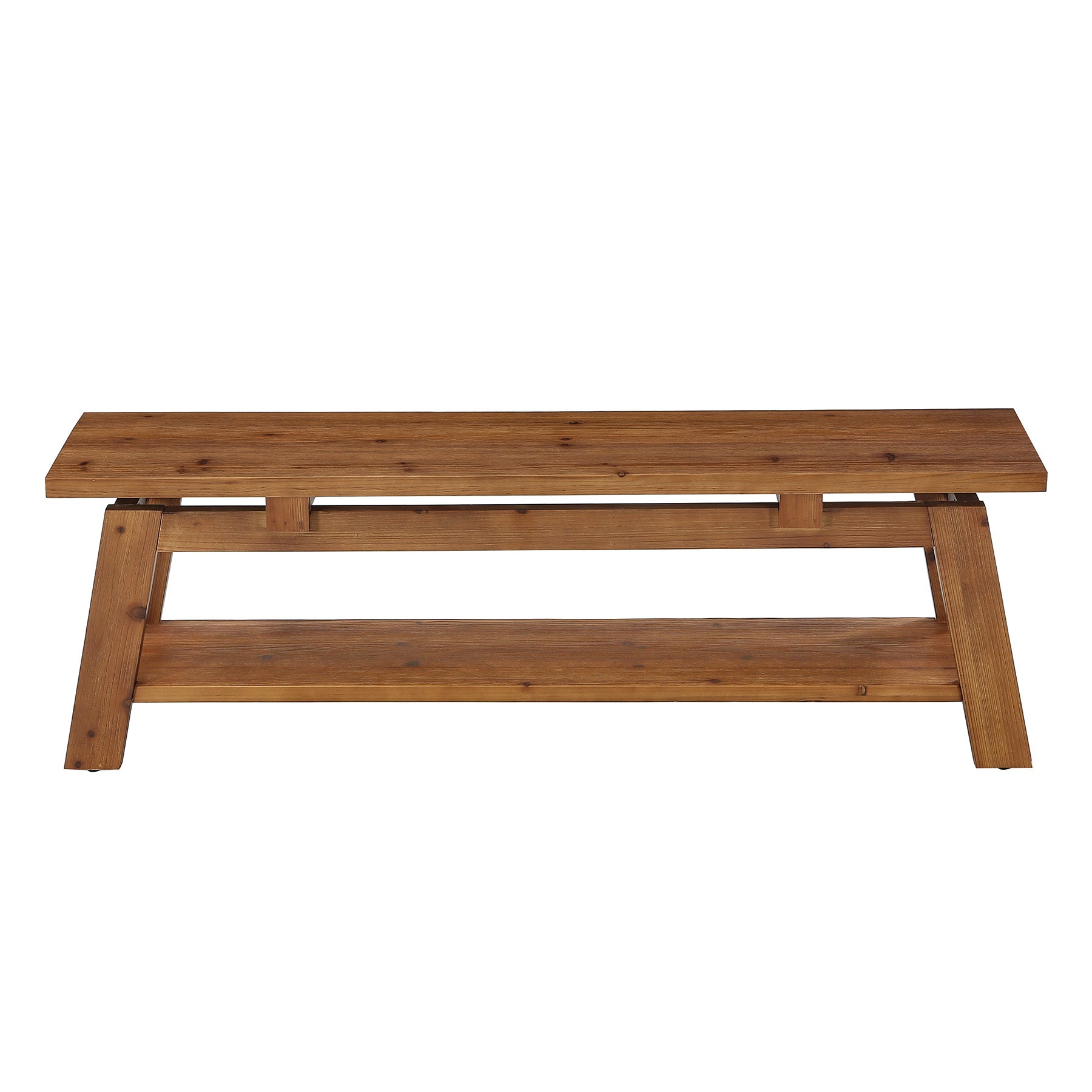Banc en bois massif de 140 cm avec étagère à chaussures, Idéal pour l'entrée et la chambre