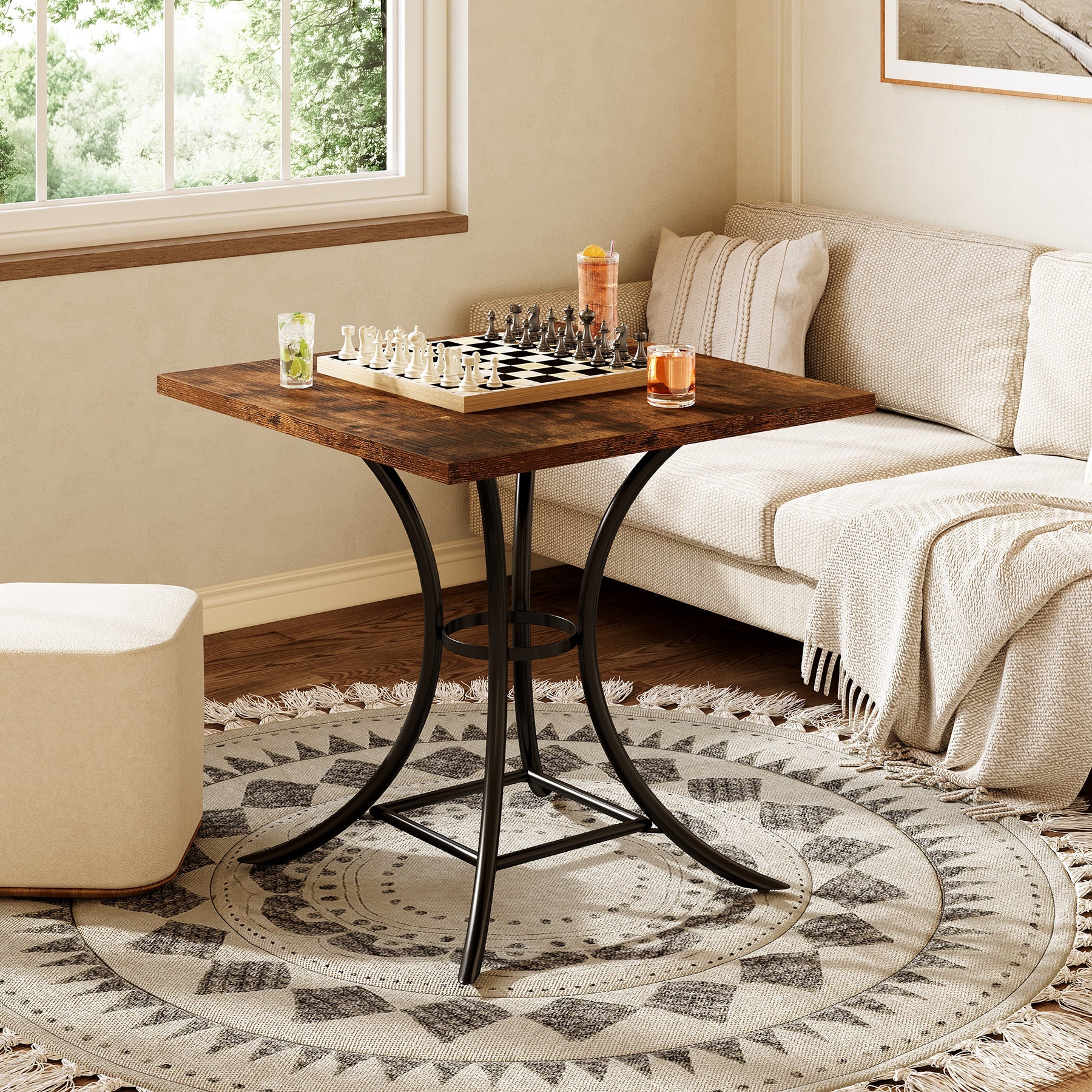 Tribesigns Petite table à manger pour 4 personnes, Table de cuisine carrée de style campagnard de 80 cm