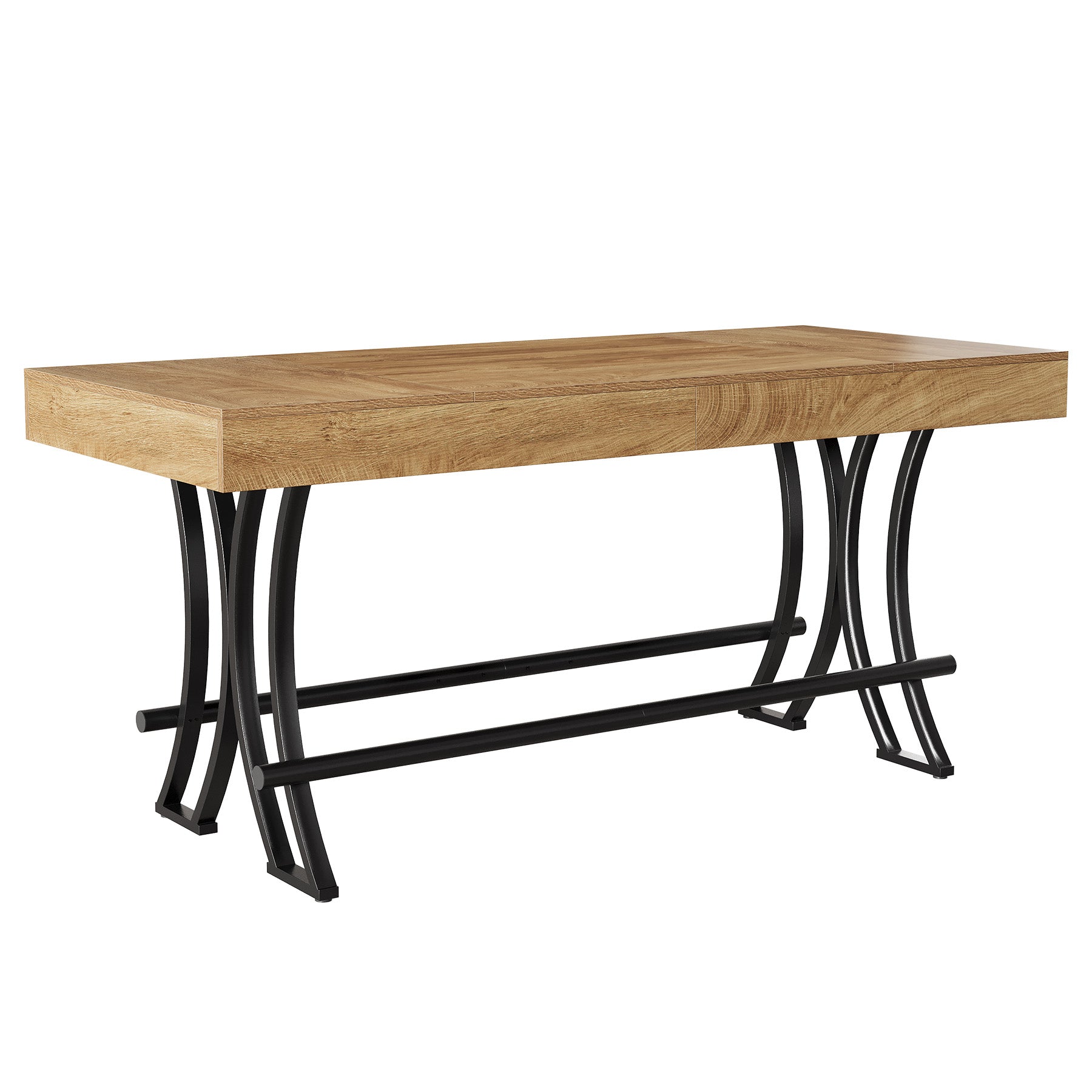 Tribesigns Table de bar et pub rectangulaire de 160 cm de haut avec repose-pieds en métal, Table à manger rectangulaire