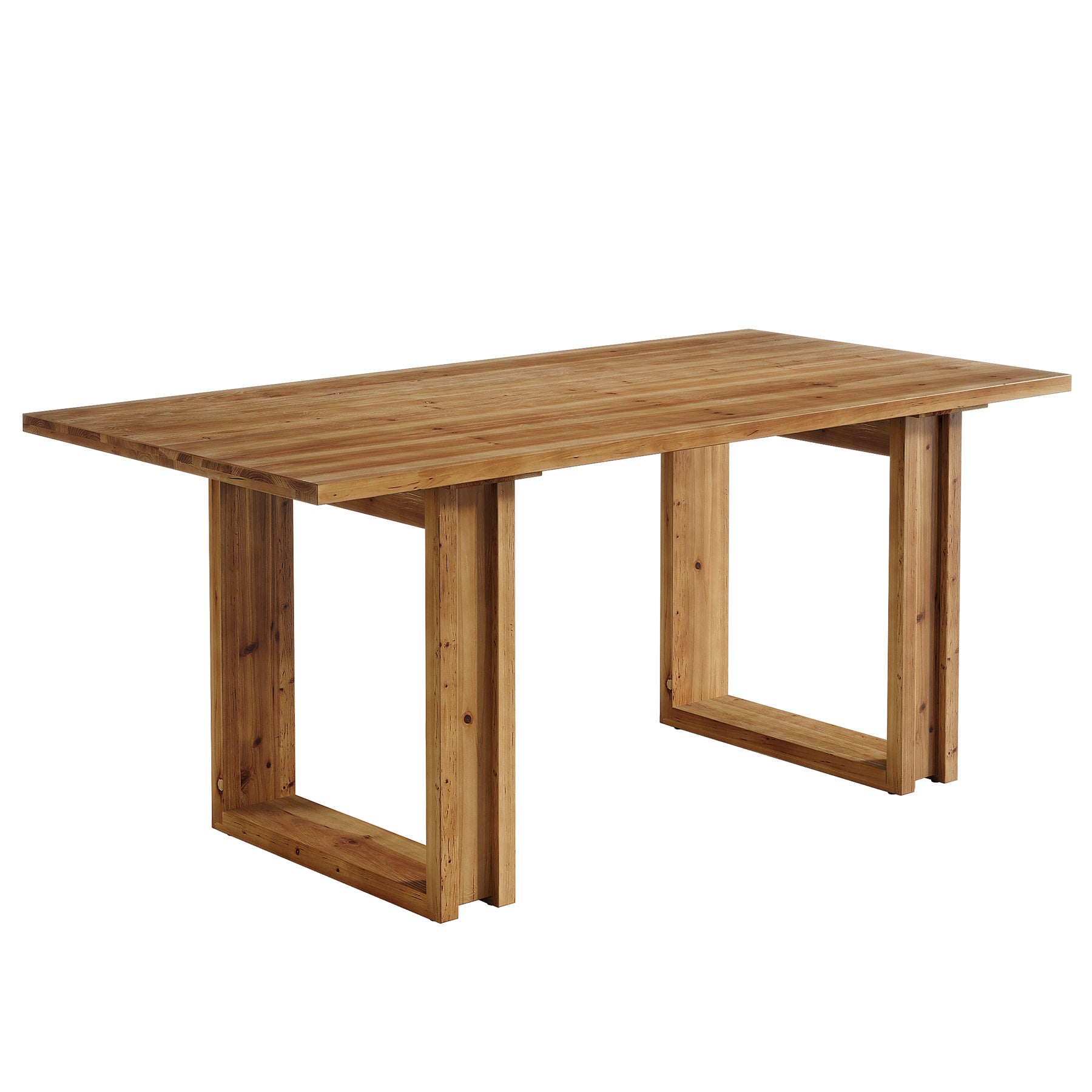 Table de salle à manger en bois massif de 160 cm pour 4 à 6 personnes, Table de cuisine rectangulaire de style champêtre