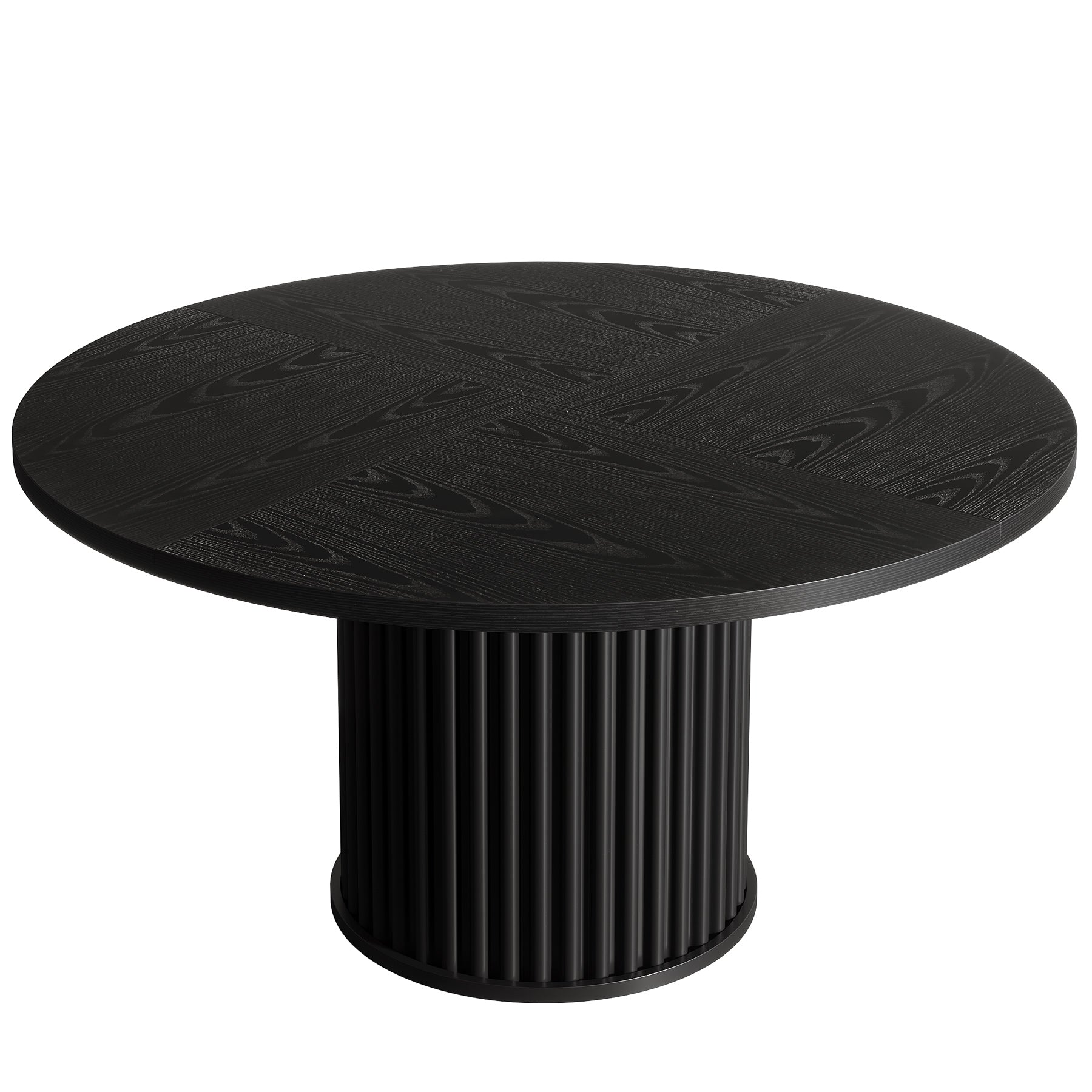 Tribesigns Table à manger ronde de 120 cm, Table de cuisine en bois avec base en métal rainuré robuste