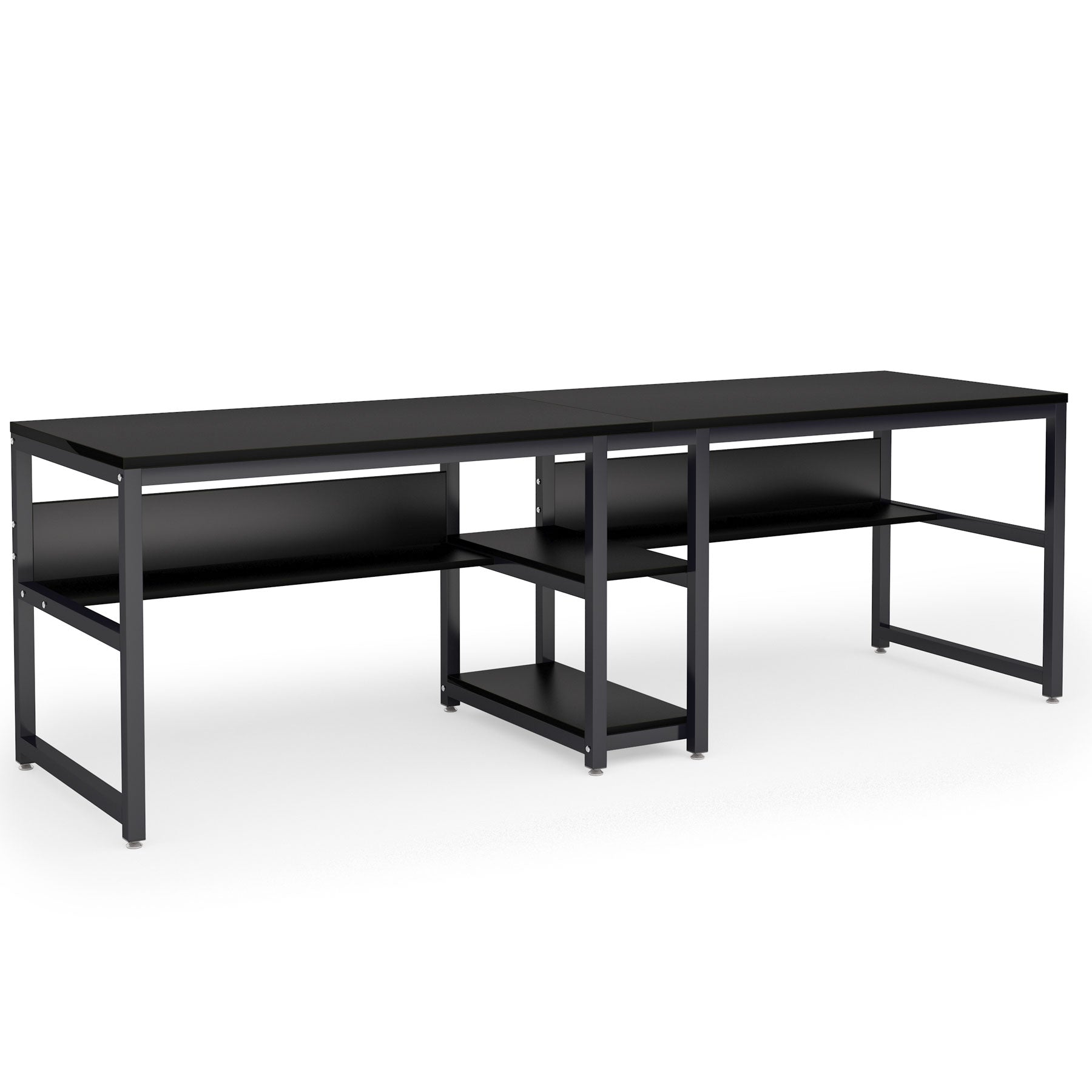 Tribesigns Bureau 200 cm pour deux personnes, Bureau d'ordinateur double avec étagères