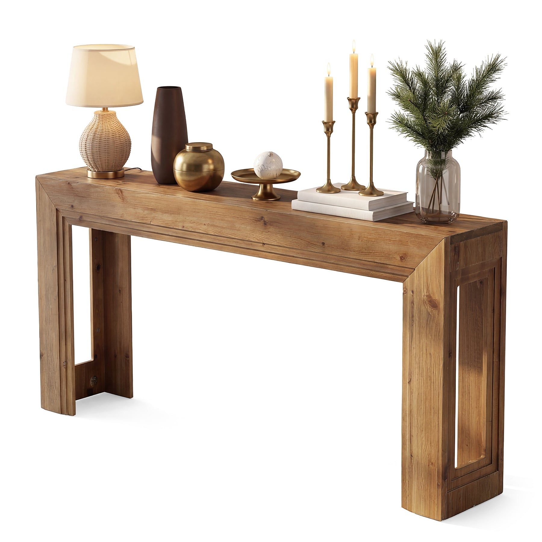 Tribesigns Console étroite de 160 cm, Table d'appoint à deux niveaux avec espace de rangement pour salon et entrée