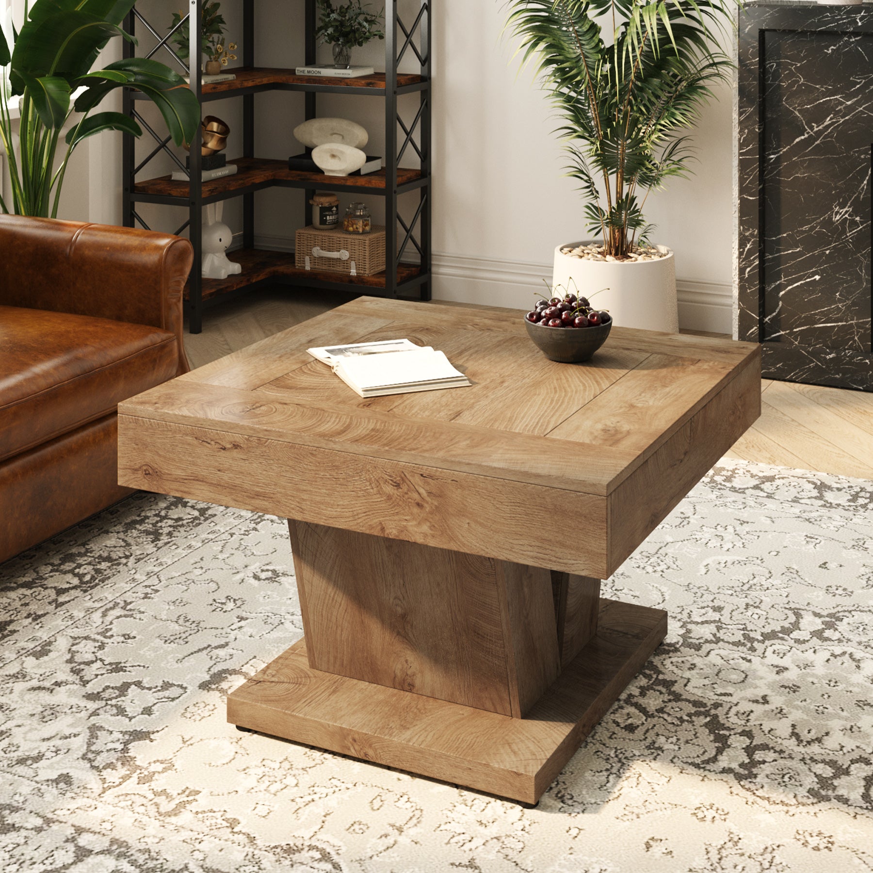 Tribesigns Table basse carrée, Table basse en bois pour salon