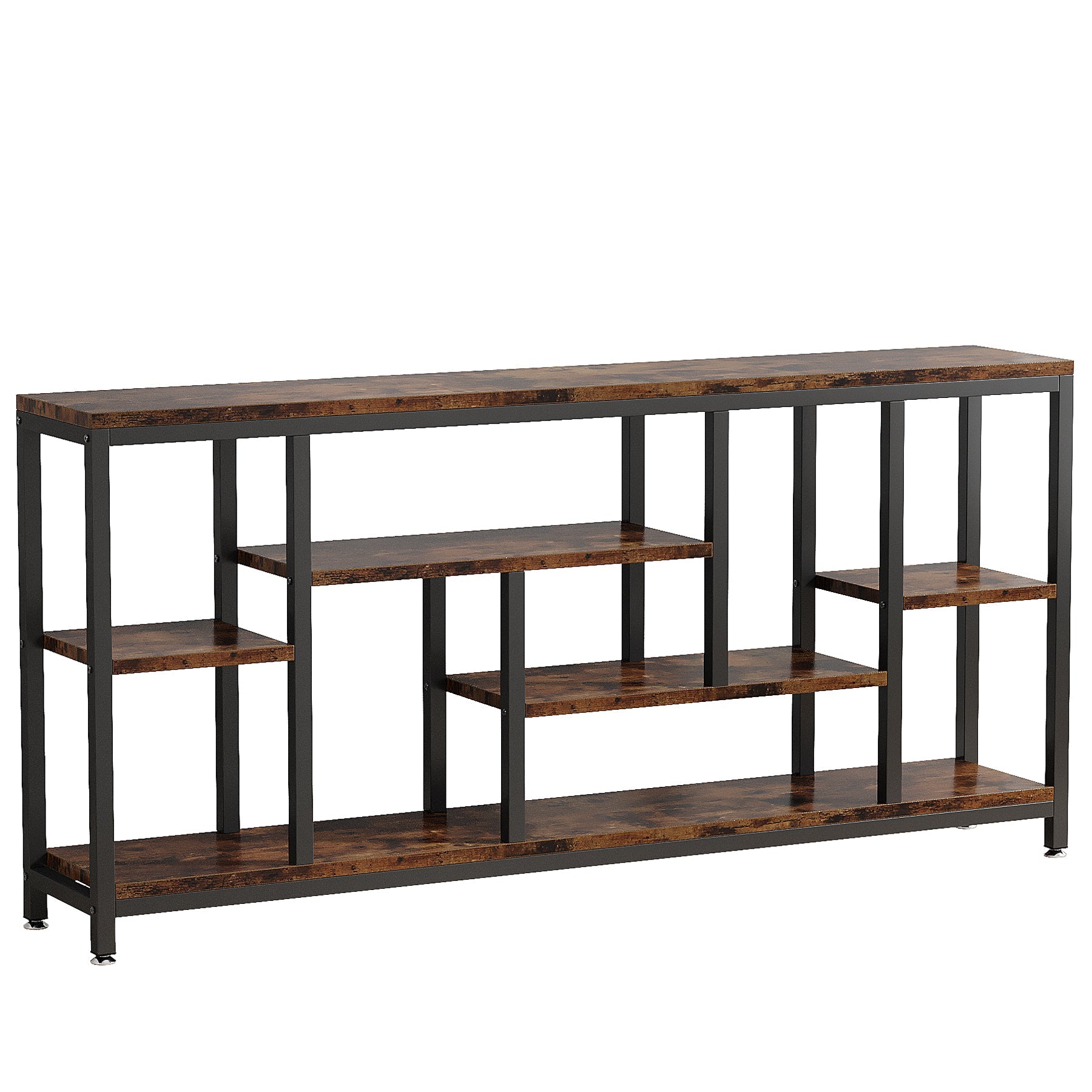 Tribesigns Console industrielle 180 x 30 cm avec rangement à 3 niveaux, Table d'appoint étroite à placer derrière le canapé