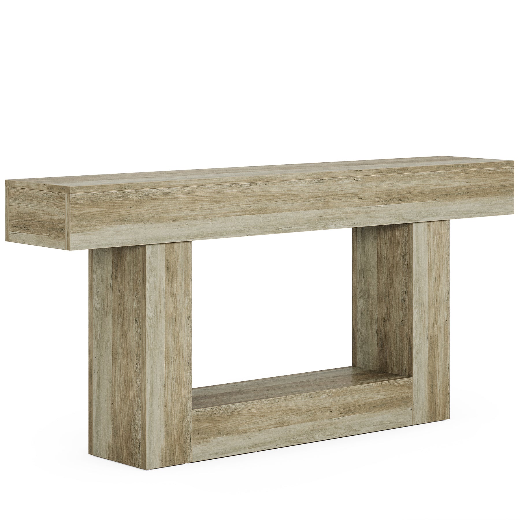 Tribesigns Table console en bois de 160 cm, Table de canapé de ferme à 2 niveaux Table d'entrée