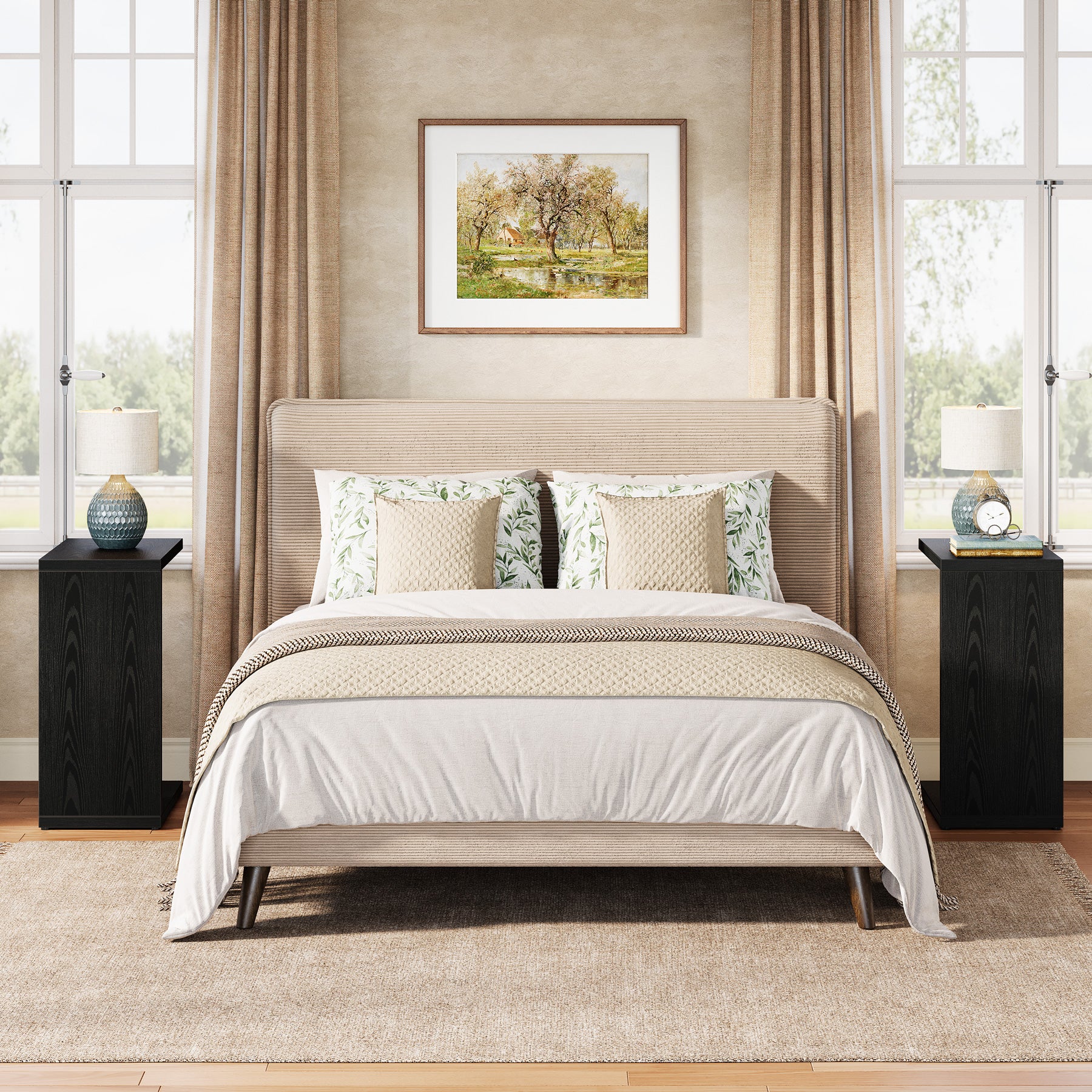 Tribesigns Table d'appoint en forme de C 60×30×65 cm, Style rustique pour canapé