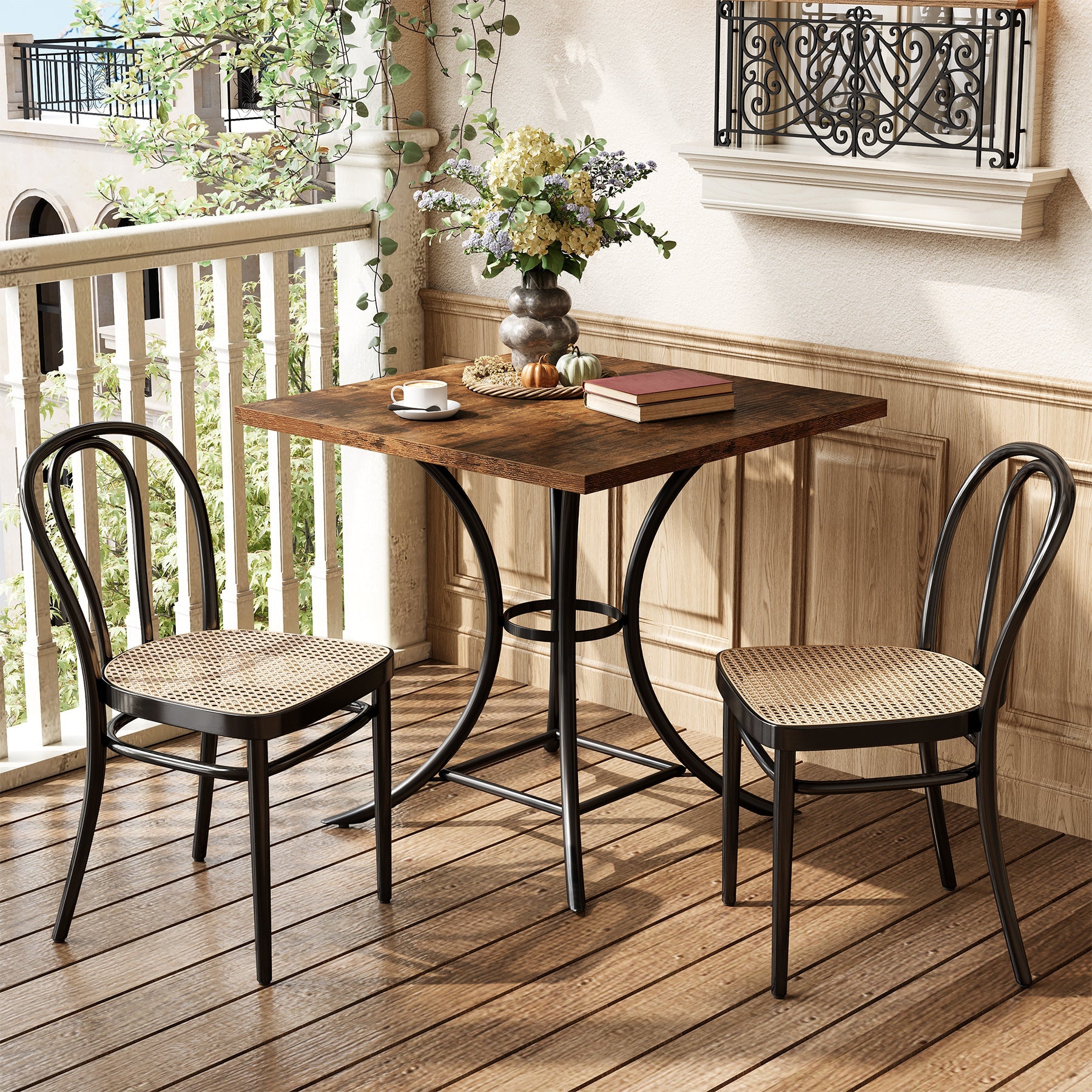 Tribesigns Petite table à manger pour 4 personnes, Table de cuisine carrée de style campagnard de 80 cm