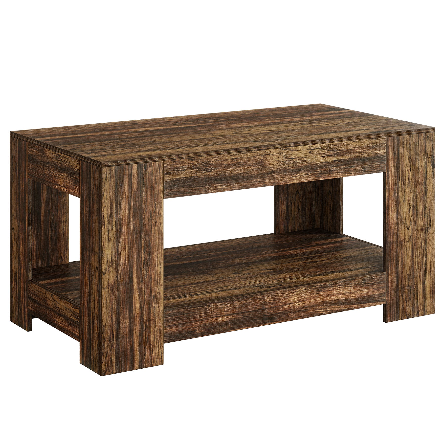 Tribesigns Table Basse 120 x 60 x 60 cm, Table Basse Rectangulaire en Bois à 2 Niveaux
