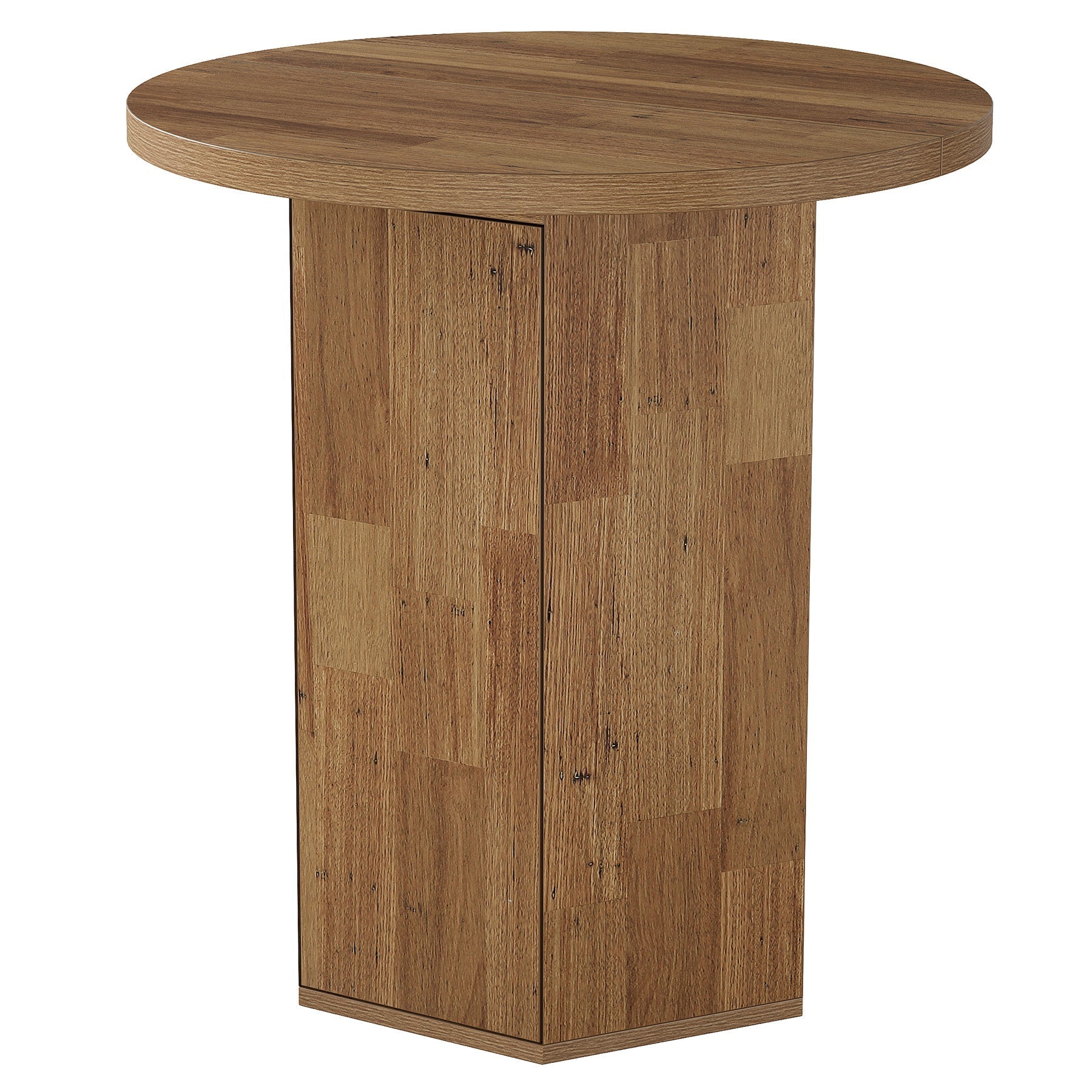 Tribesigns Table de bar ronde de 80 cm avec espace de rangement, Table haute avec meuble intégré de style champêtre