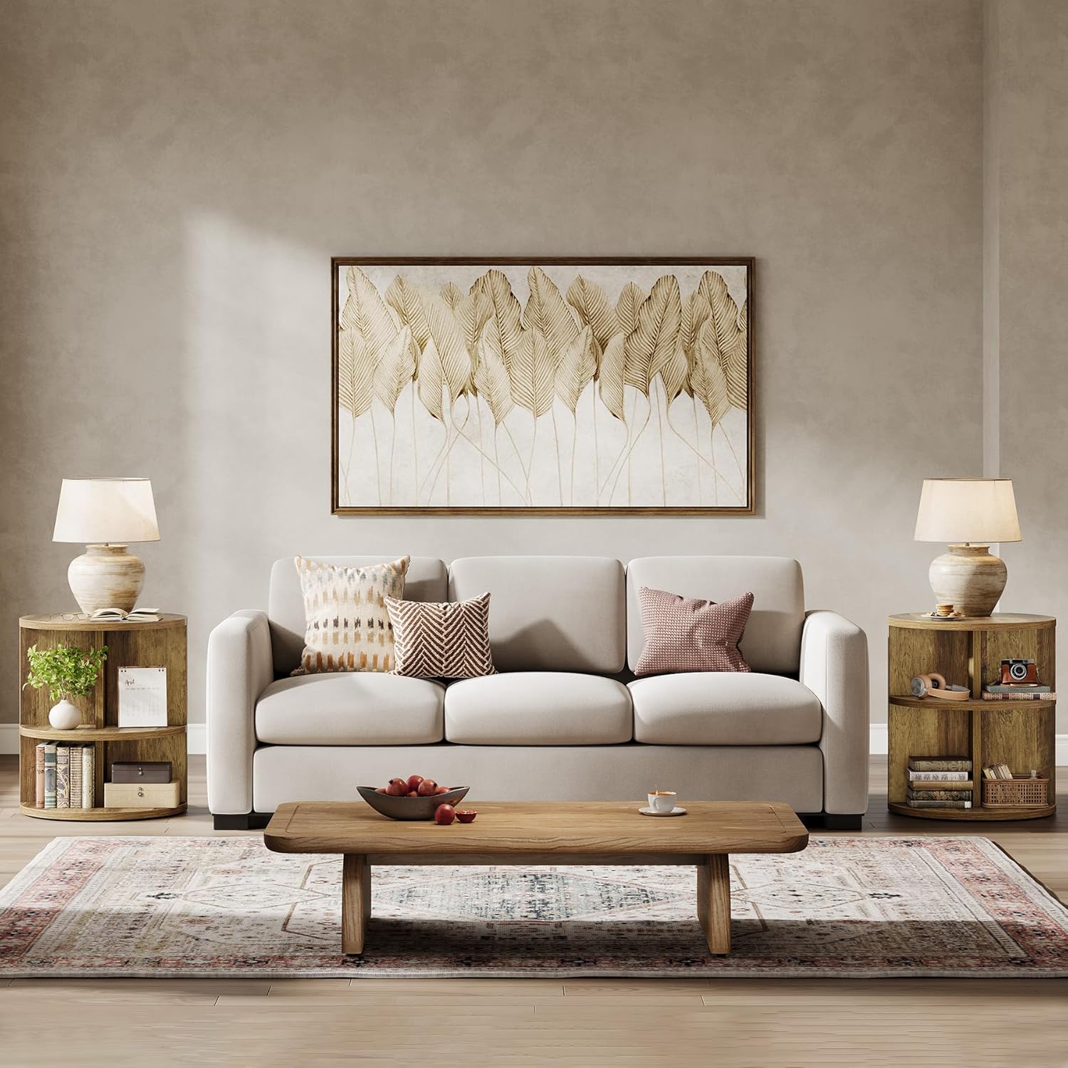 60cm 3-stufiger Beistelltisch - Landhausstil 3 Ablageflächen für Wohnzimmer und Schlafzimmer