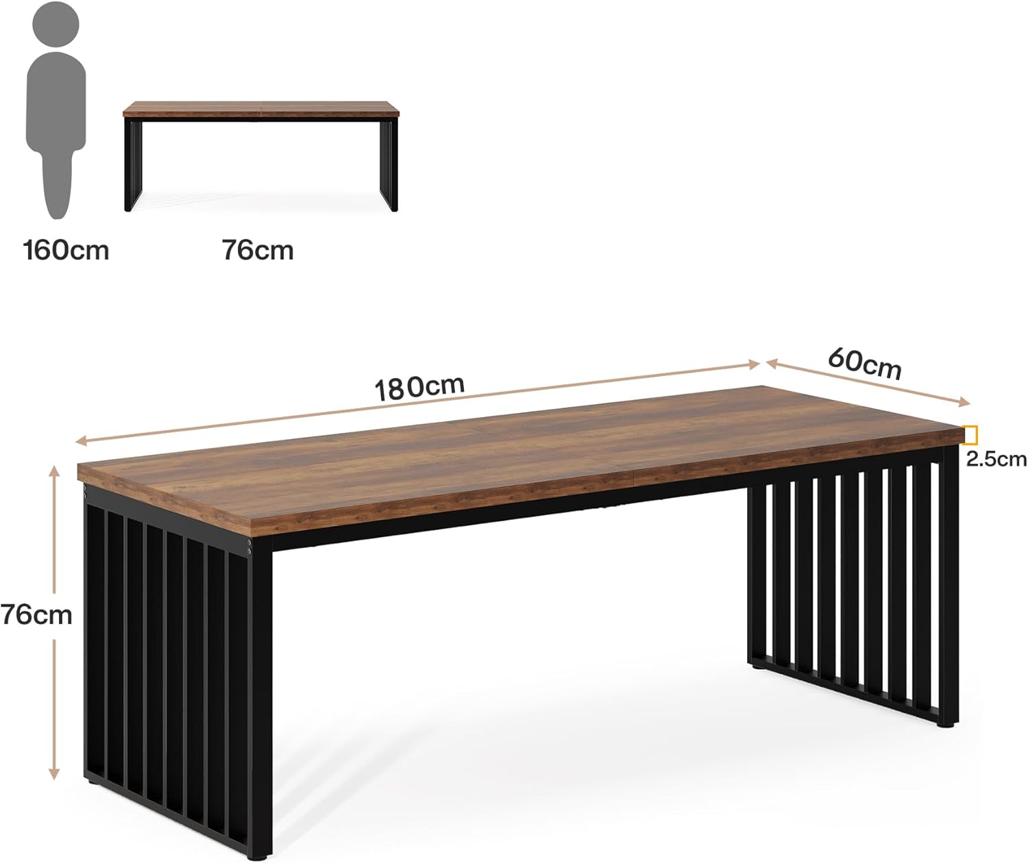 Tribesigns Bureau 180 cm, Bureau d'ordinateur Table de conférence