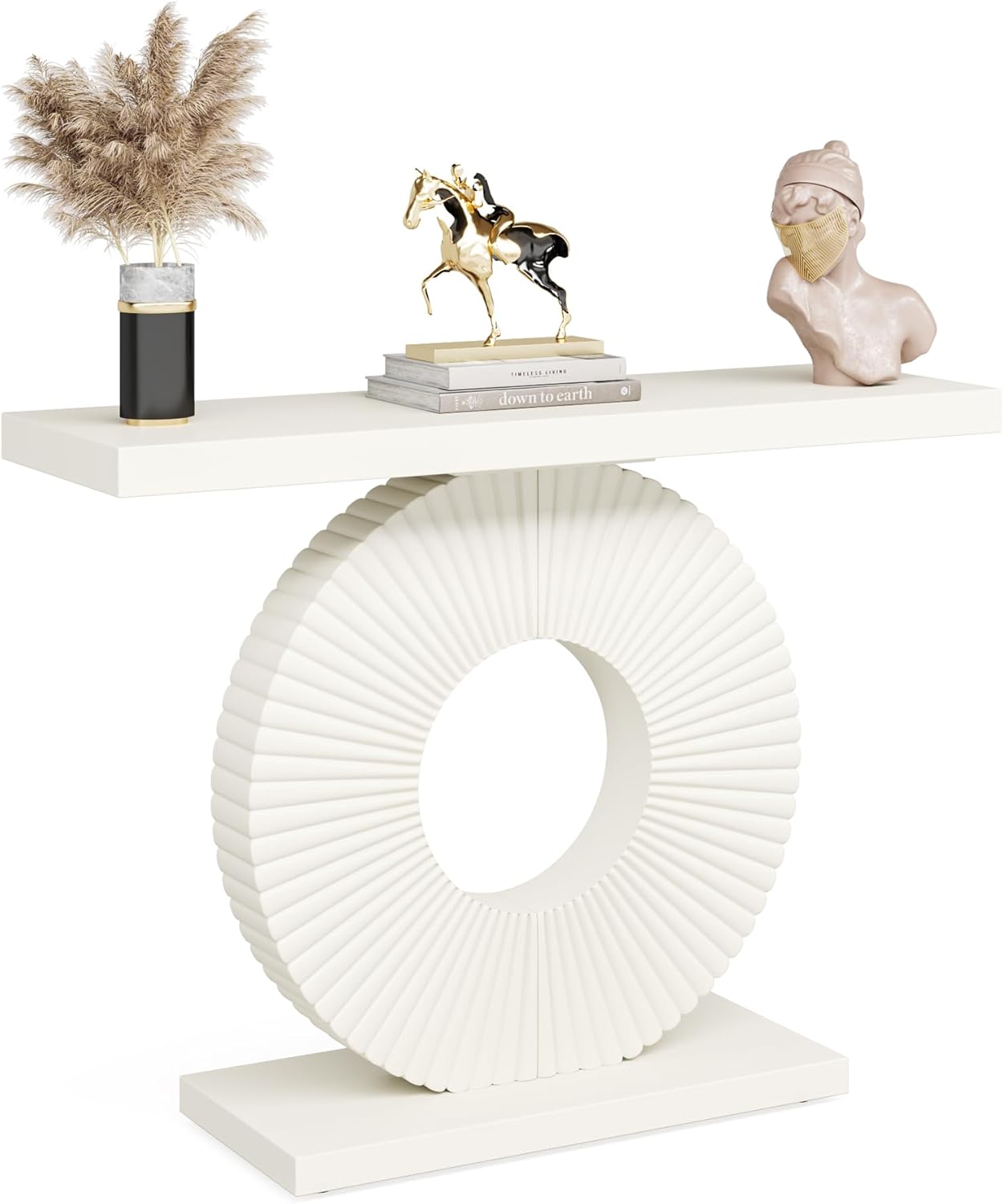 Tribesigns Table console moderne avec base géométrique, Table d'entrée en bois