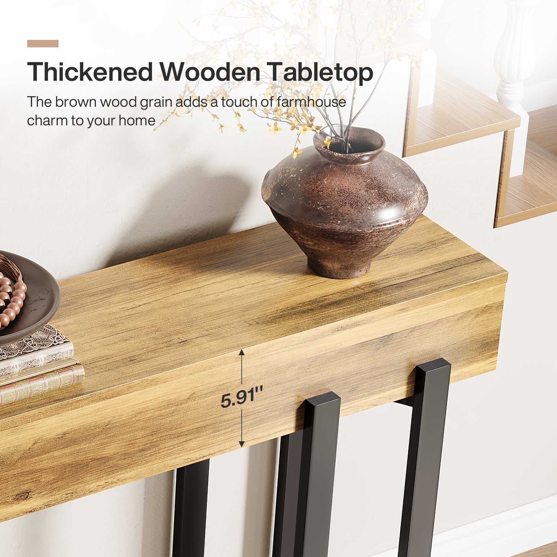 Tribesigns Console de 160 cm, Table-banc en bois pour hall d'entrée