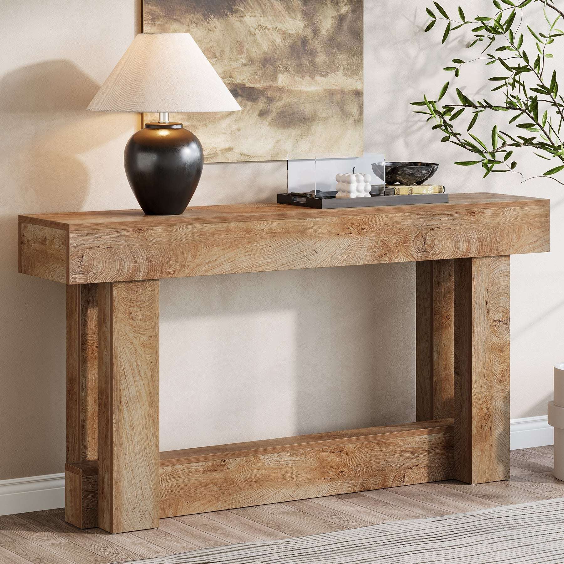 Tribesigns Table console en bois de 160 cm, Table d'entrée de ferme à 2 niveaux