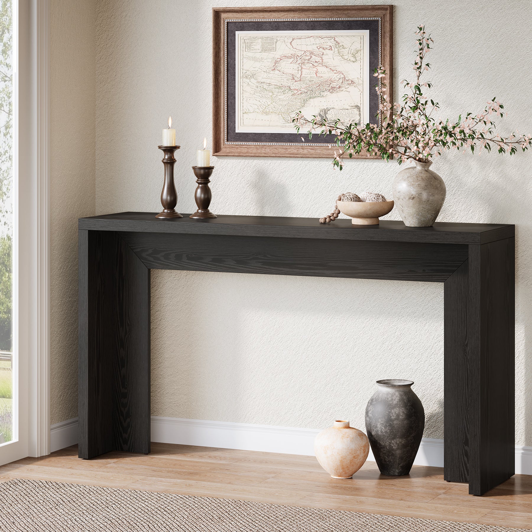 Table console rustique de 140 cm, Table de canapé de ferme Table d'entrée