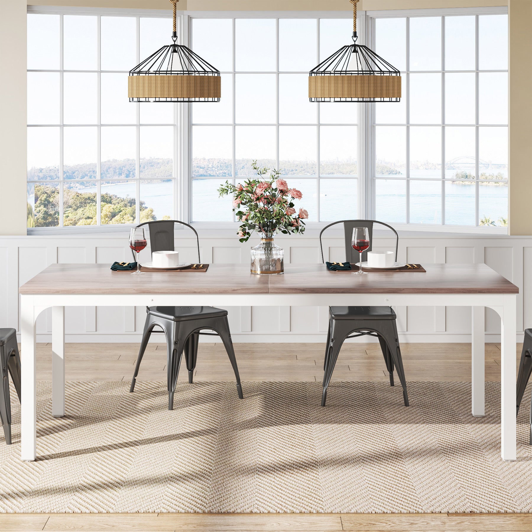 Tribesigns Table salle à manger vintage, Meuble salle à manger pour 6 à 8 personnes