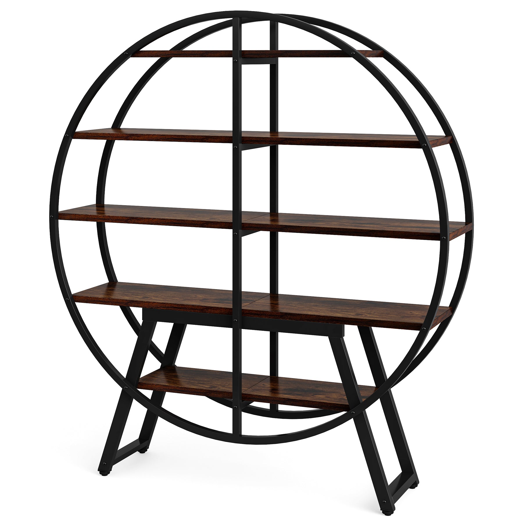Tribesigns Bibliothèque design, Étagère ronde à 5 niveaux pour salon