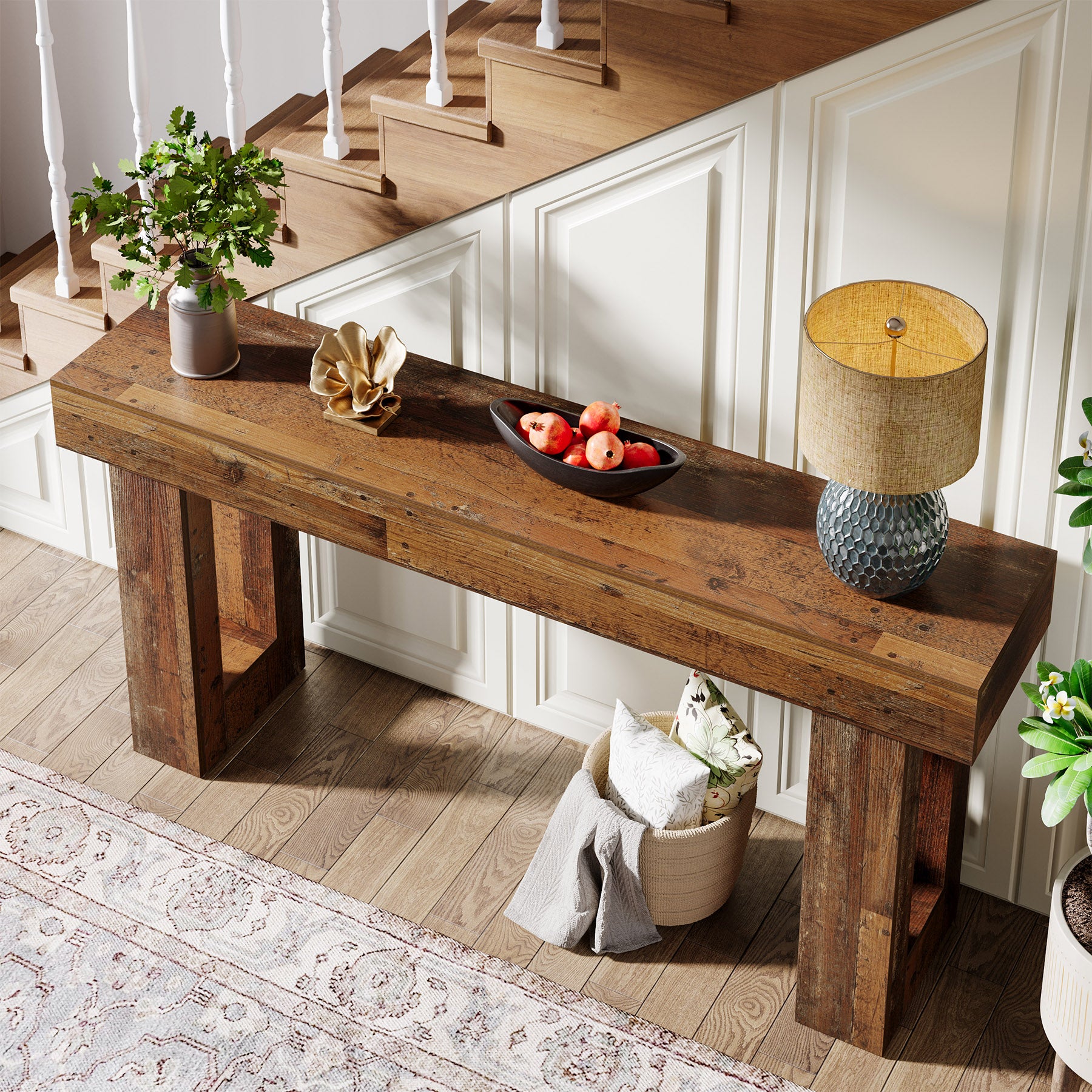 Tribesigns Table console de 160 cm, Table d'entrée de style ferme en bois