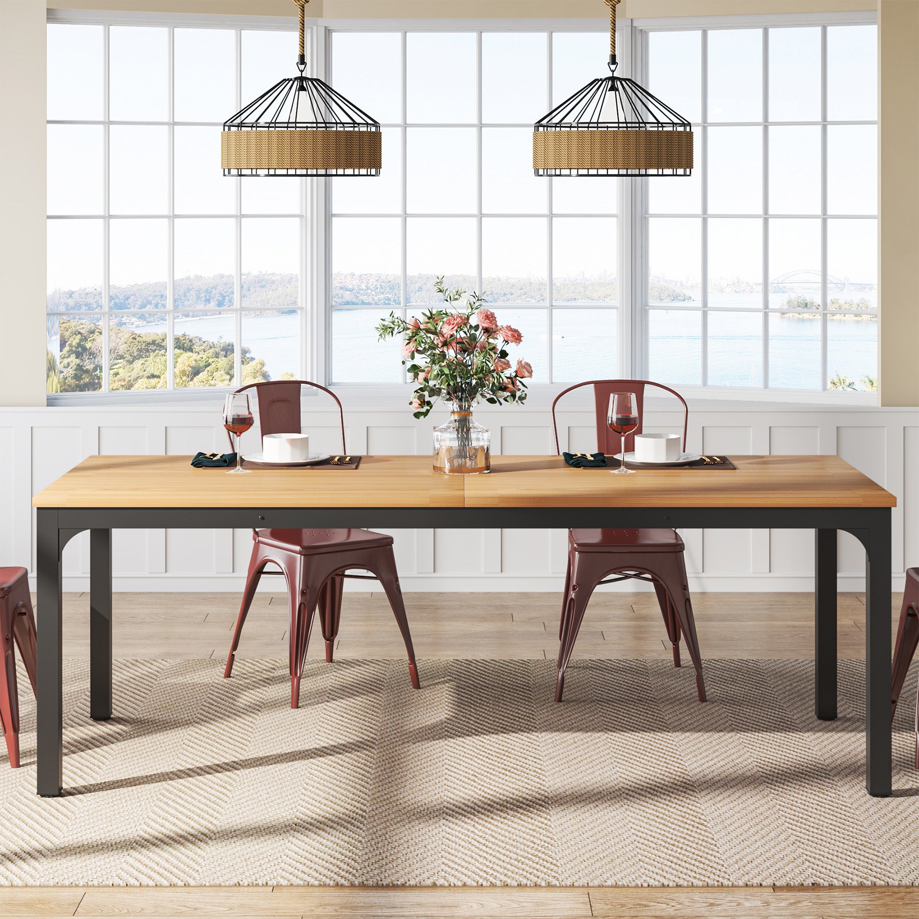 Tribesigns Table salle à manger vintage, Meuble salle à manger pour 6 à 8 personnes