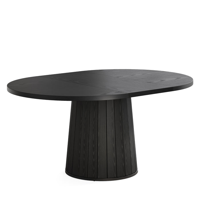 Tribesigns Table de conférence ovale 140 cm pour 6 personnes, Table de réunion en bois avec base stable noire